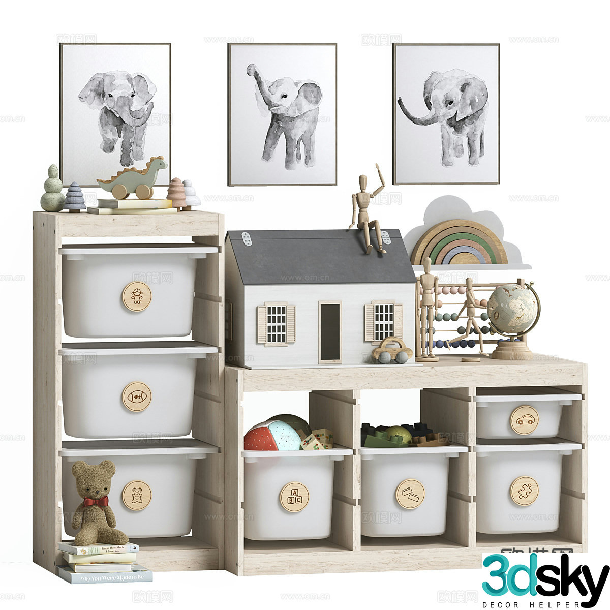 Modern children’s jewelry children’s furniture toy storage cabinet 3d model