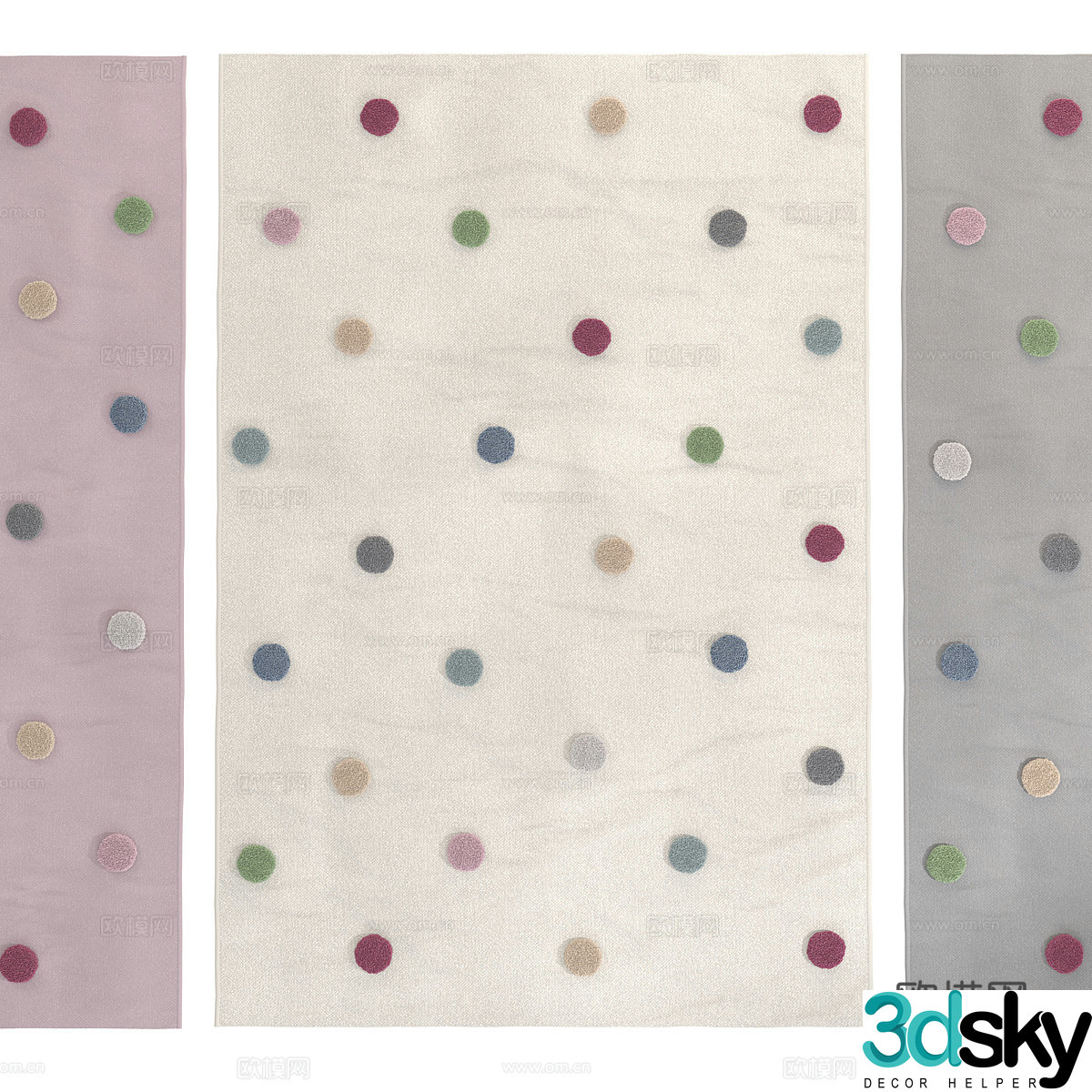 Modern cream style children’s fabric carpet 3d model