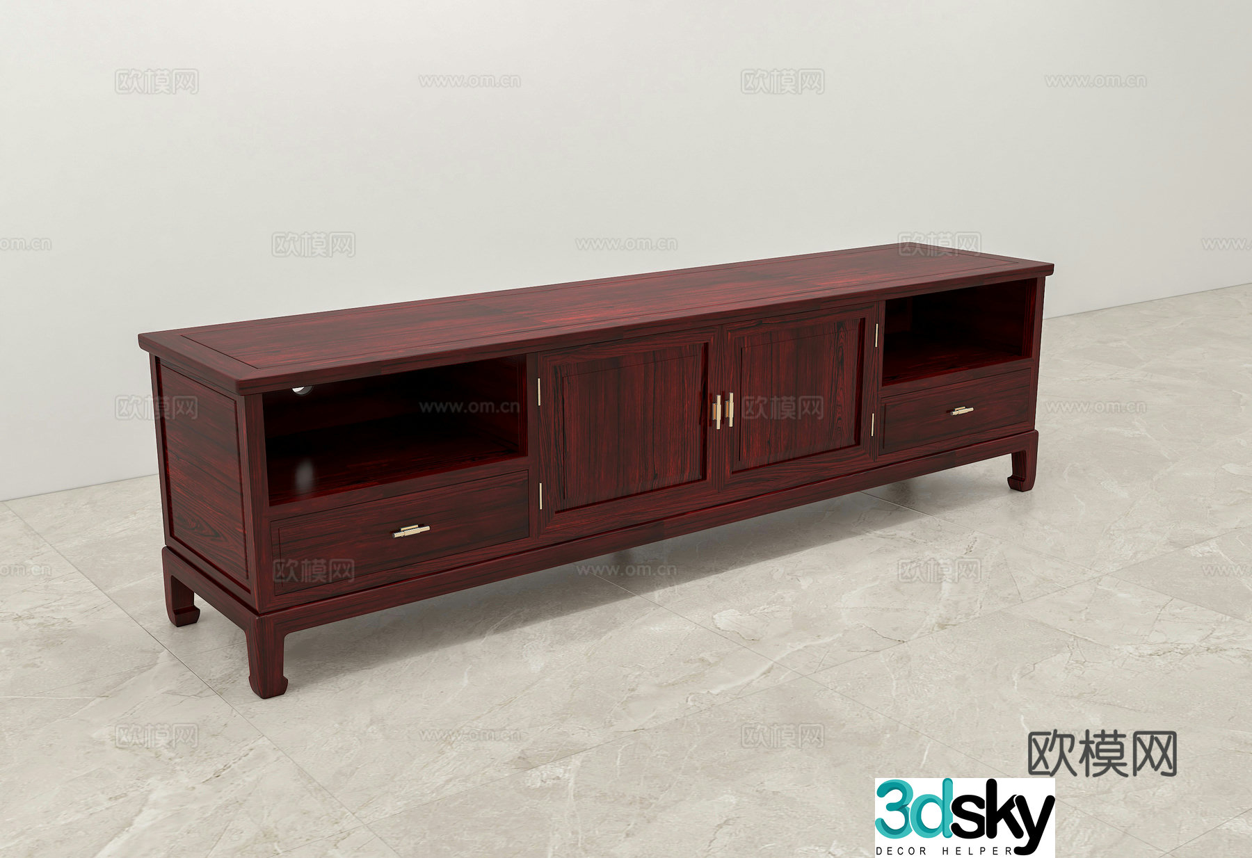 Chinese TV Cabinet New Chinese TV Cabinet Solid Wood Mahogany 3D Model