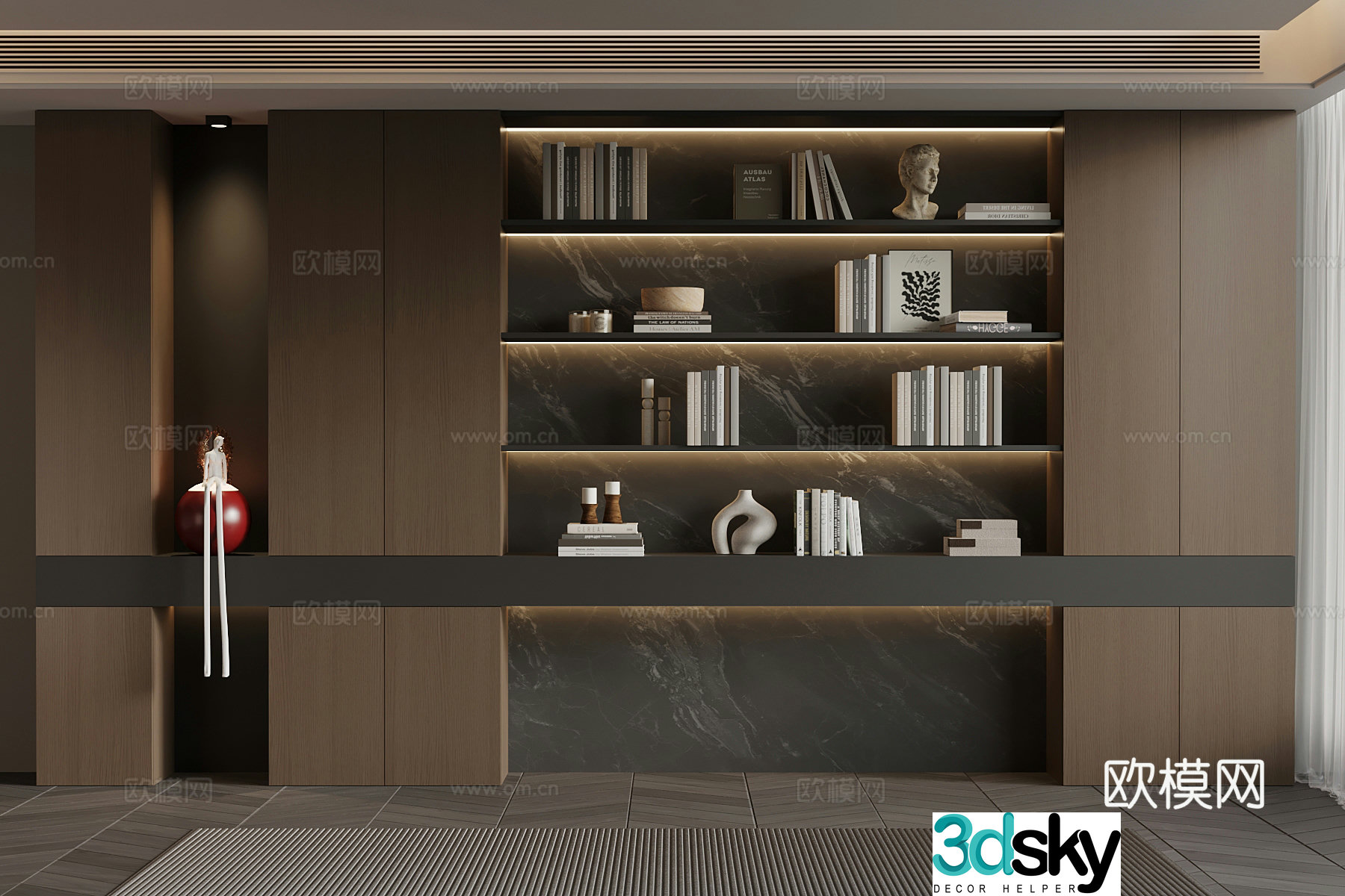 22 Italian bookcase Book ornaments Sculpture 3D model