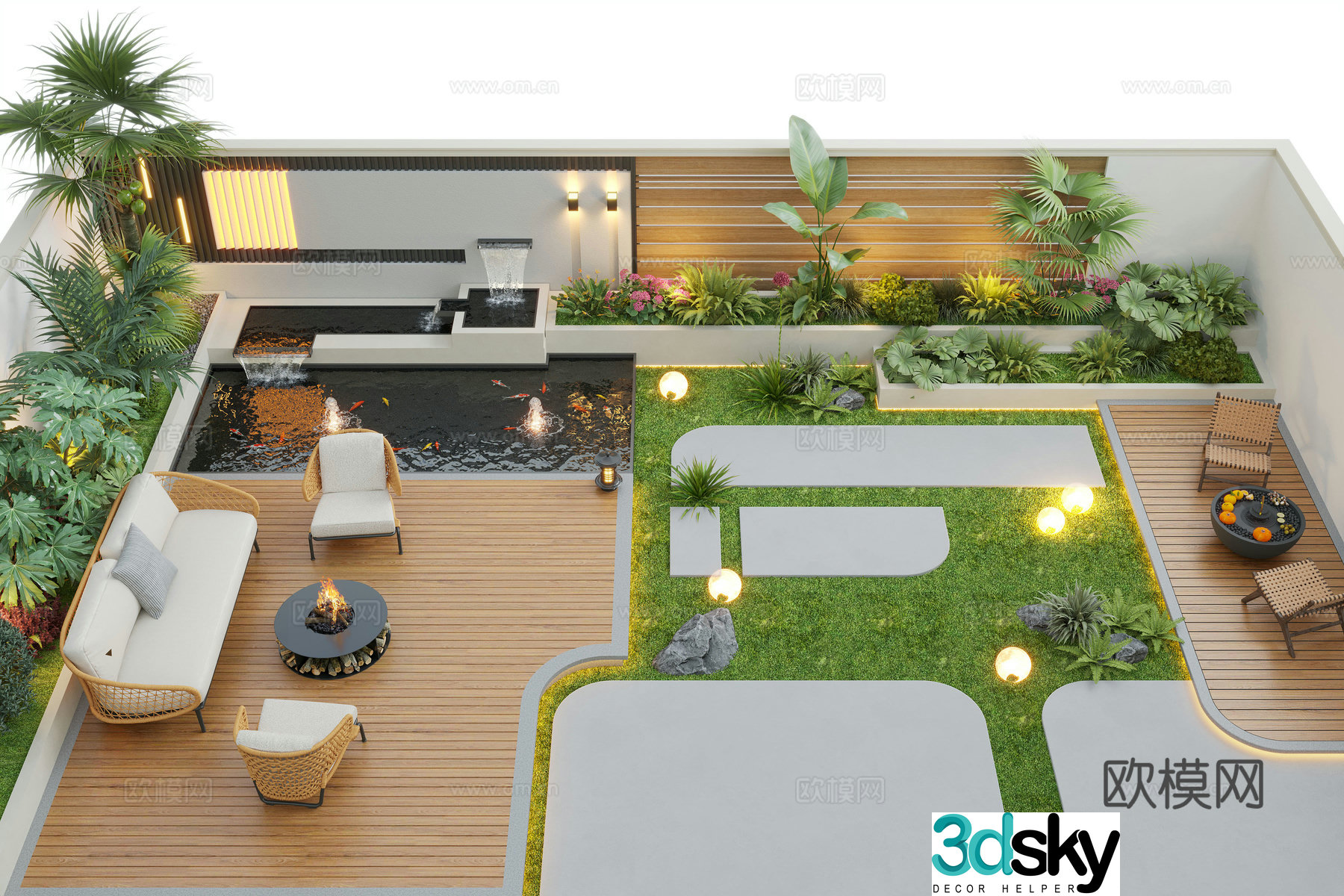 Modern courtyard landscape Villa courtyard Garden water view Landscape Landscape Landscape Sketch 3D Model