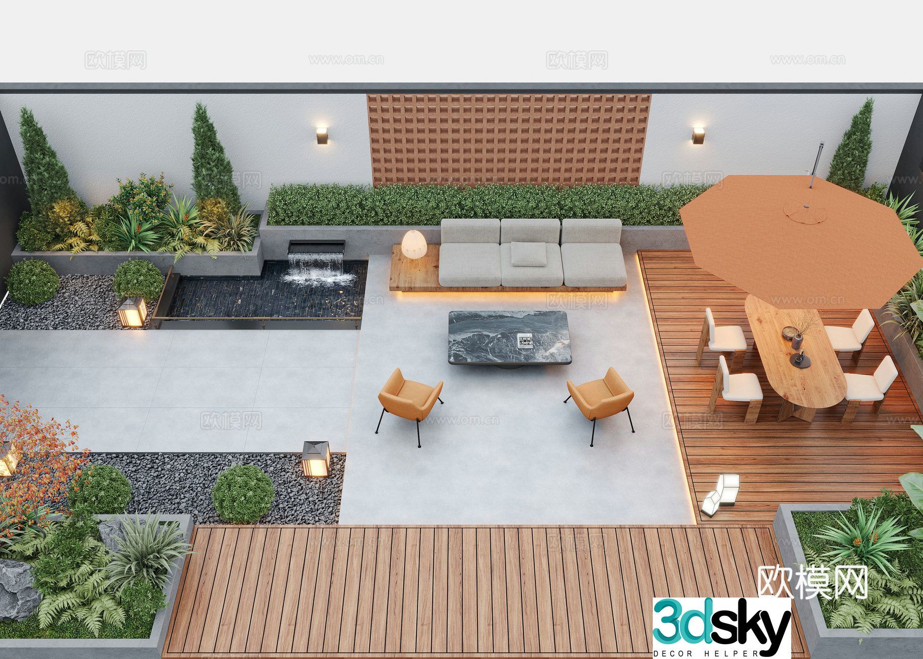 Modern courtyard landscape Villa courtyard Garden water view Landscape Landscape Landscape Sketch 3D Model
