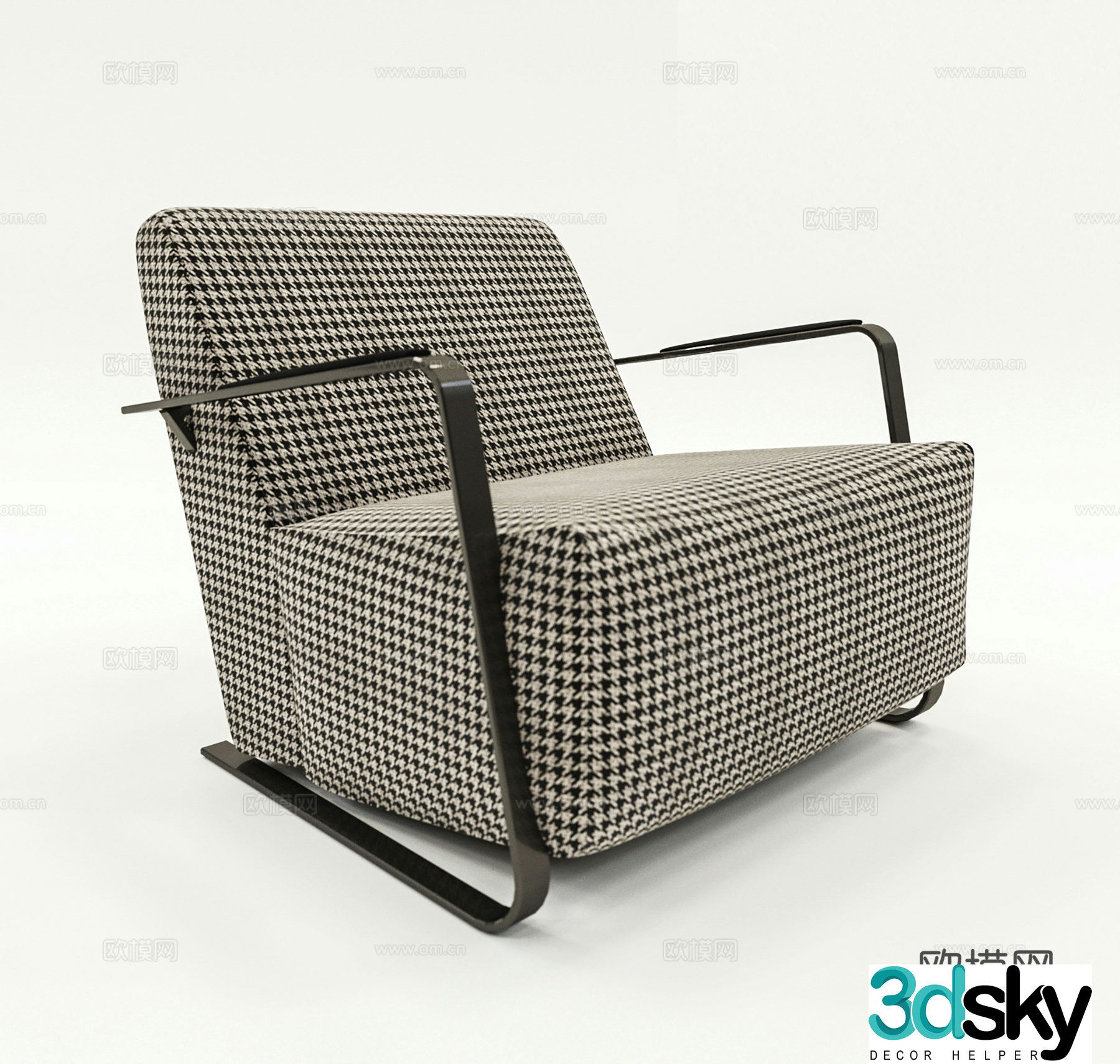 Modern leisure chair cloth chair book chair single chair 3d model