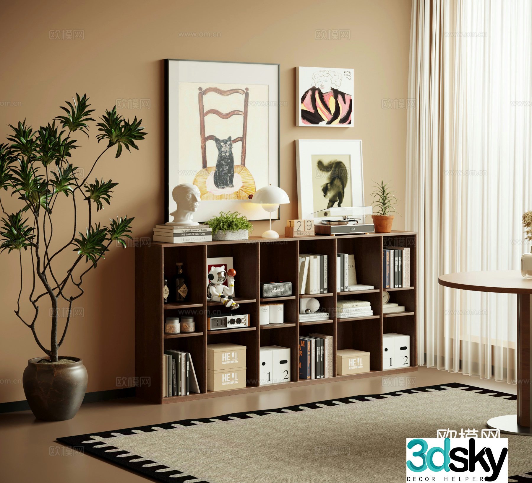 23 bookcase medieval style bookcase floor cabinet low cabinet bookshelf 3D model