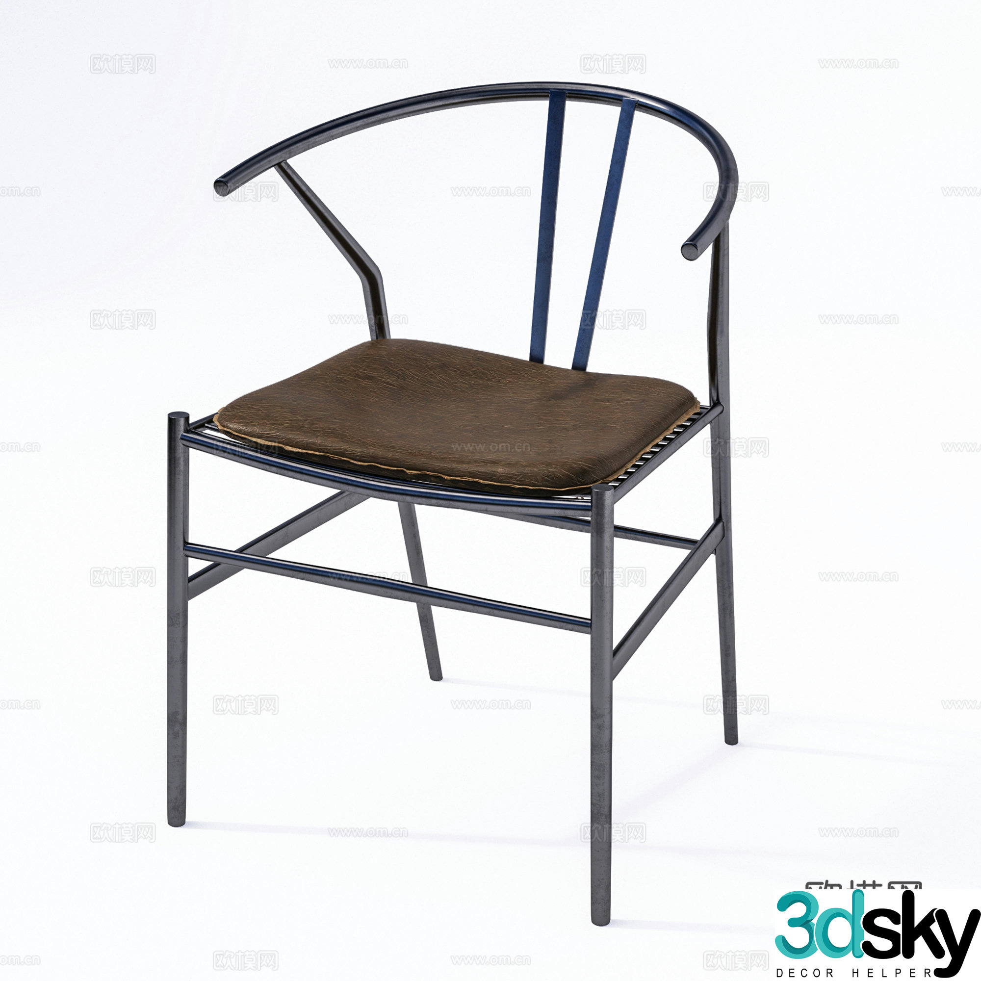 Modern casual chair Wrought iron chair Book chair Single chair 3d model