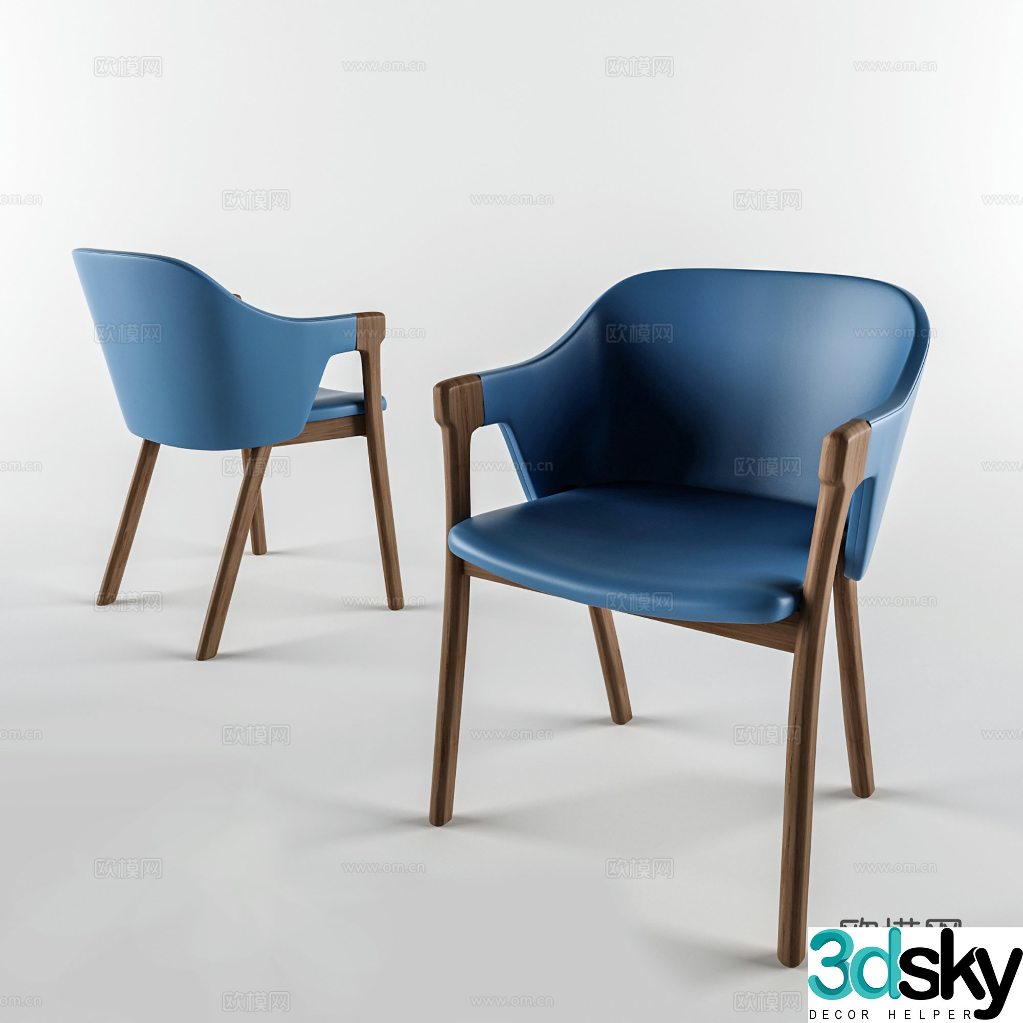 Modern leisure chair plastic chair book chair single chair 3d model