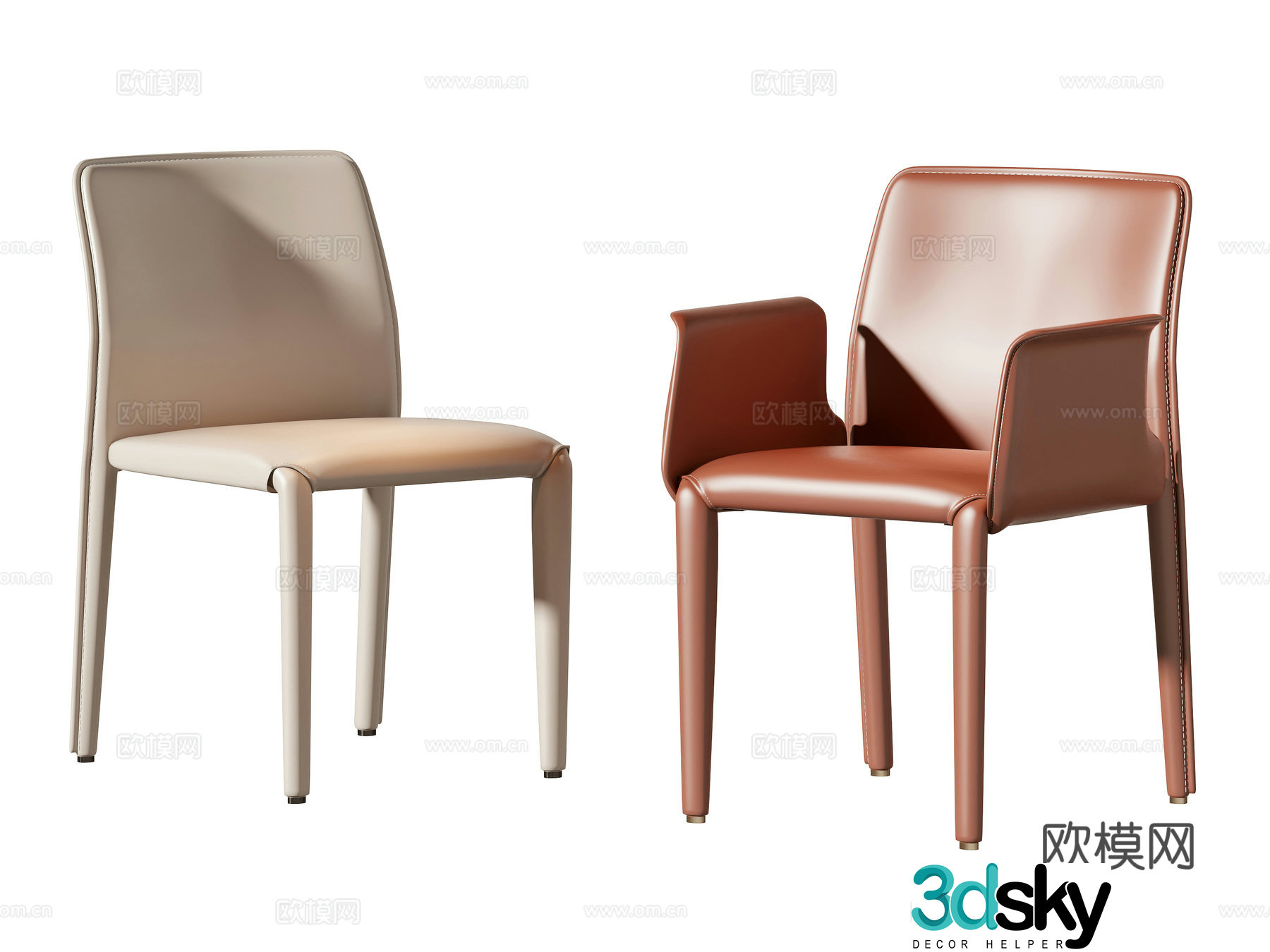 Modern single chair dining chair 3d model
