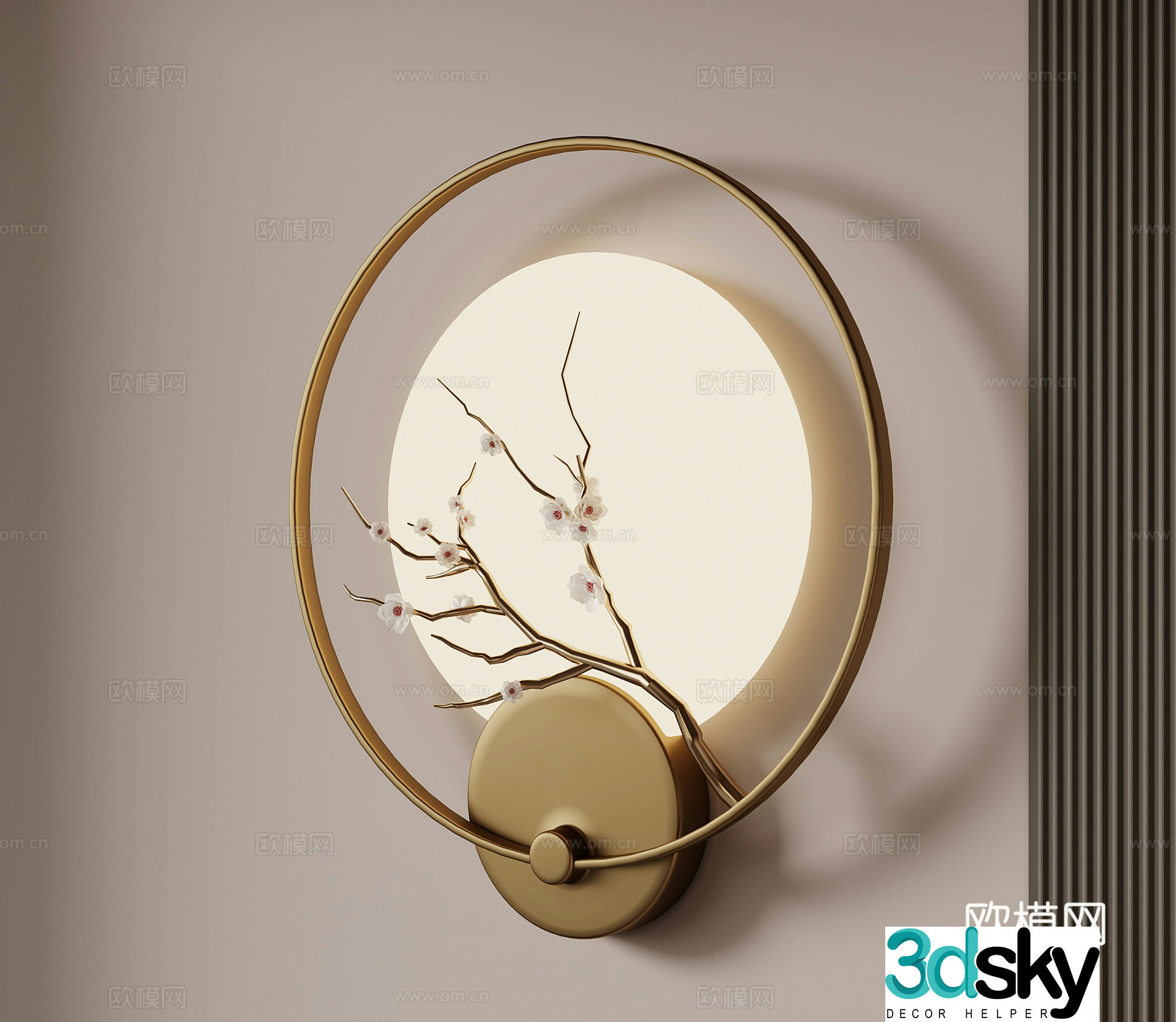 Wall lamp New Chinese style wall lamp Creative wall lamp 3D model