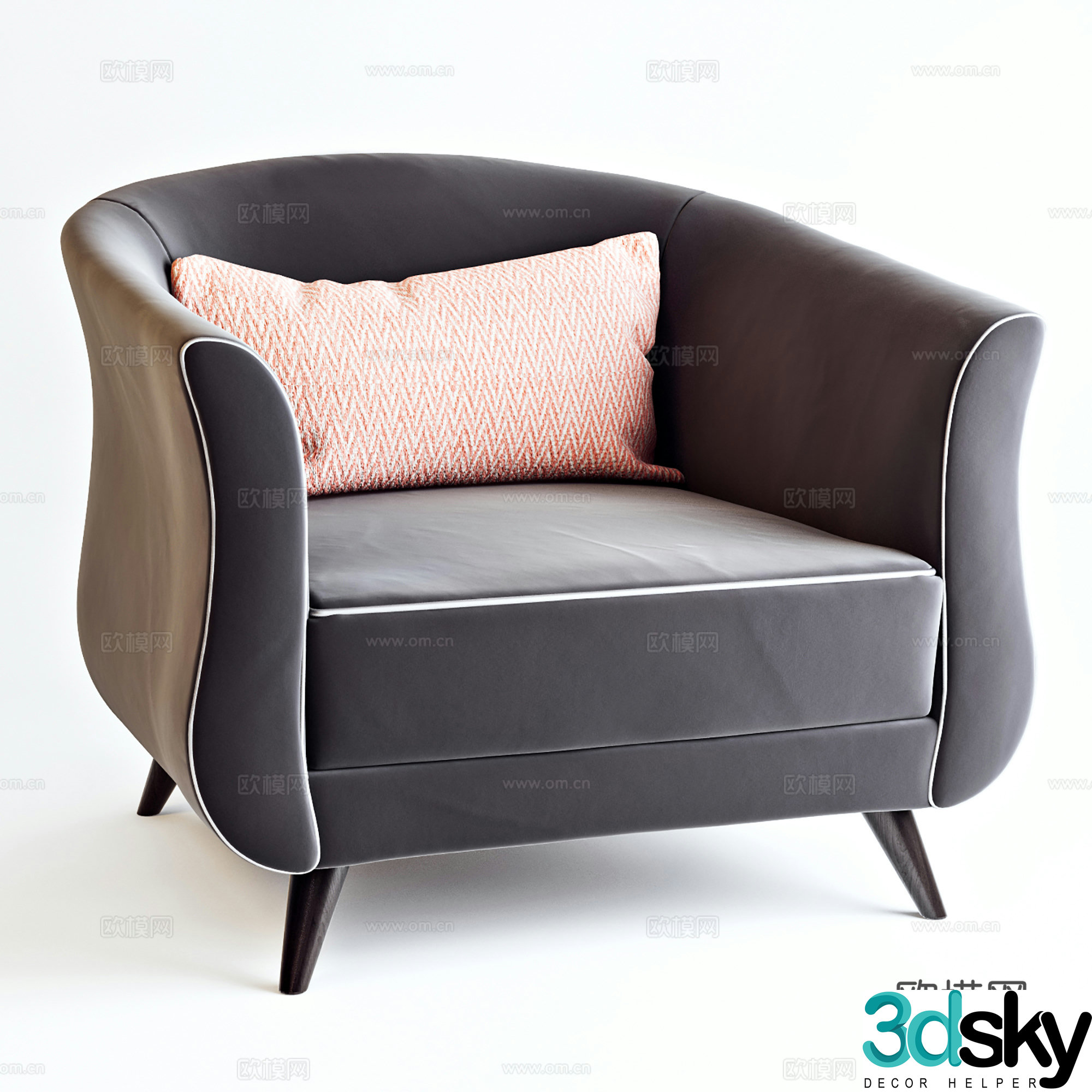 Modern leisure chair cloth chair book chair single chair 3d model
