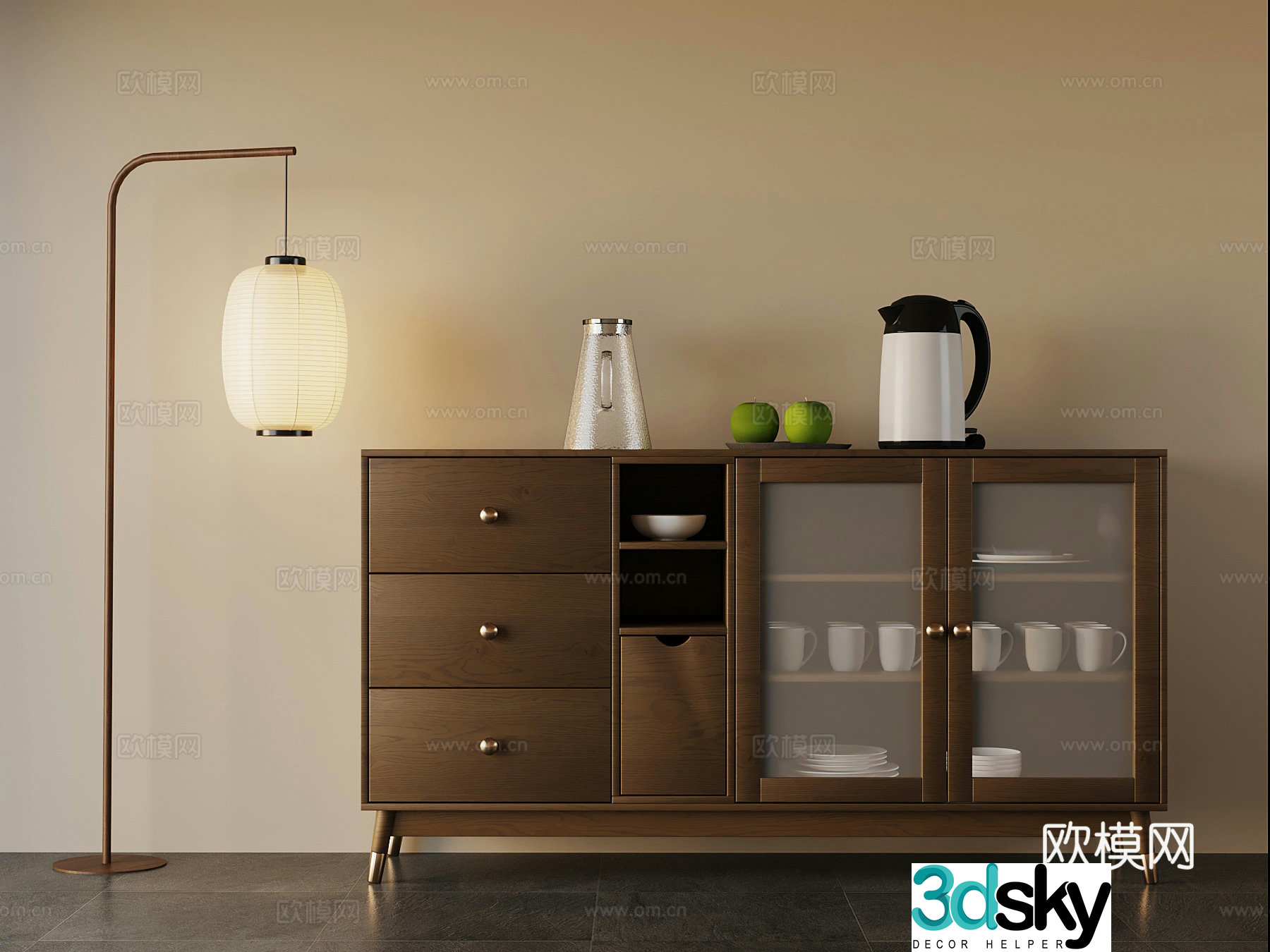 07 New Chinese sideboard Tea cabinet 3D model