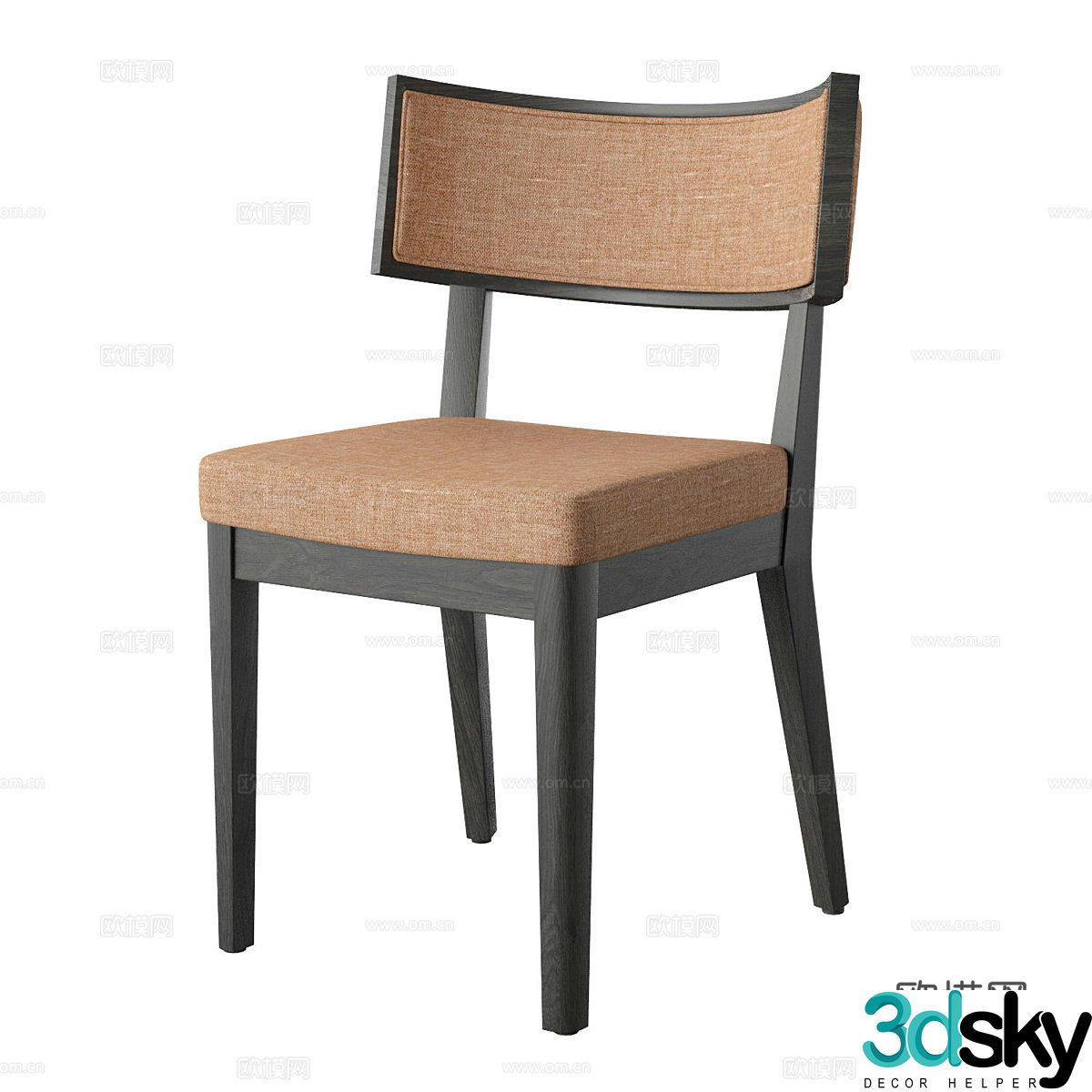 New Chinese style fabric wooden single chair 3D model