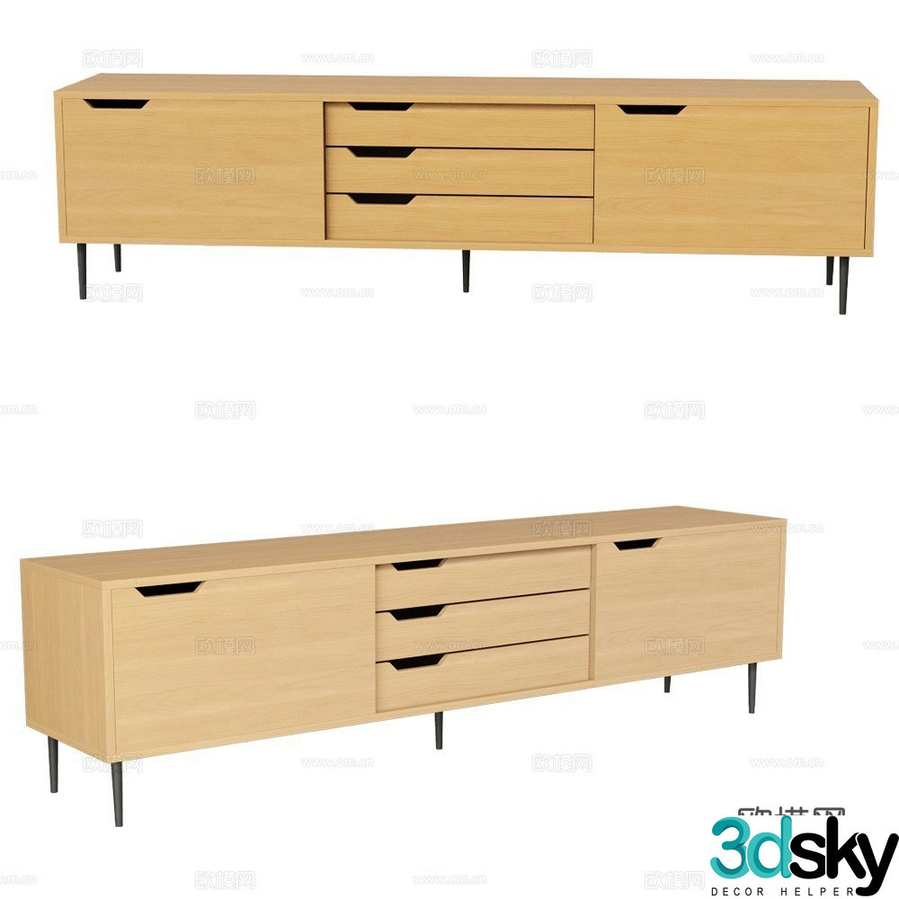 Radis modern side cabinet log side cabinet dining side cabinet decorative cabinet low cabinet chest 3d model