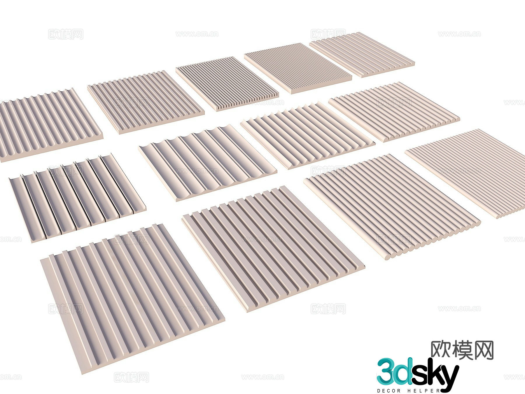 Modern wall panel Modern grille board Great Wall panel Wavy board Background wall panel Wood veneer 3d model