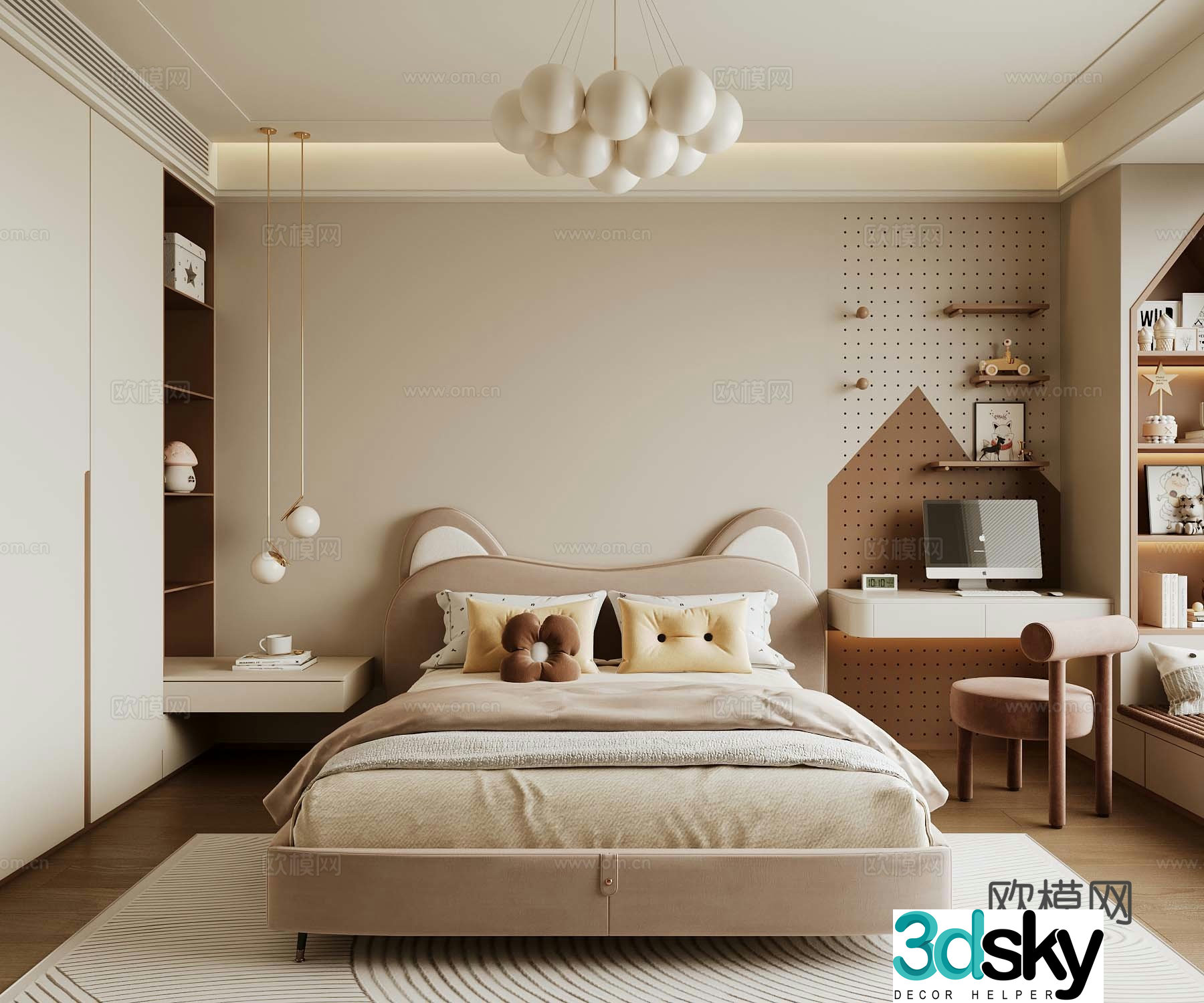 03 Modern universal children’s room Modern children’s room Girls room Children’s wardrobe 3d model