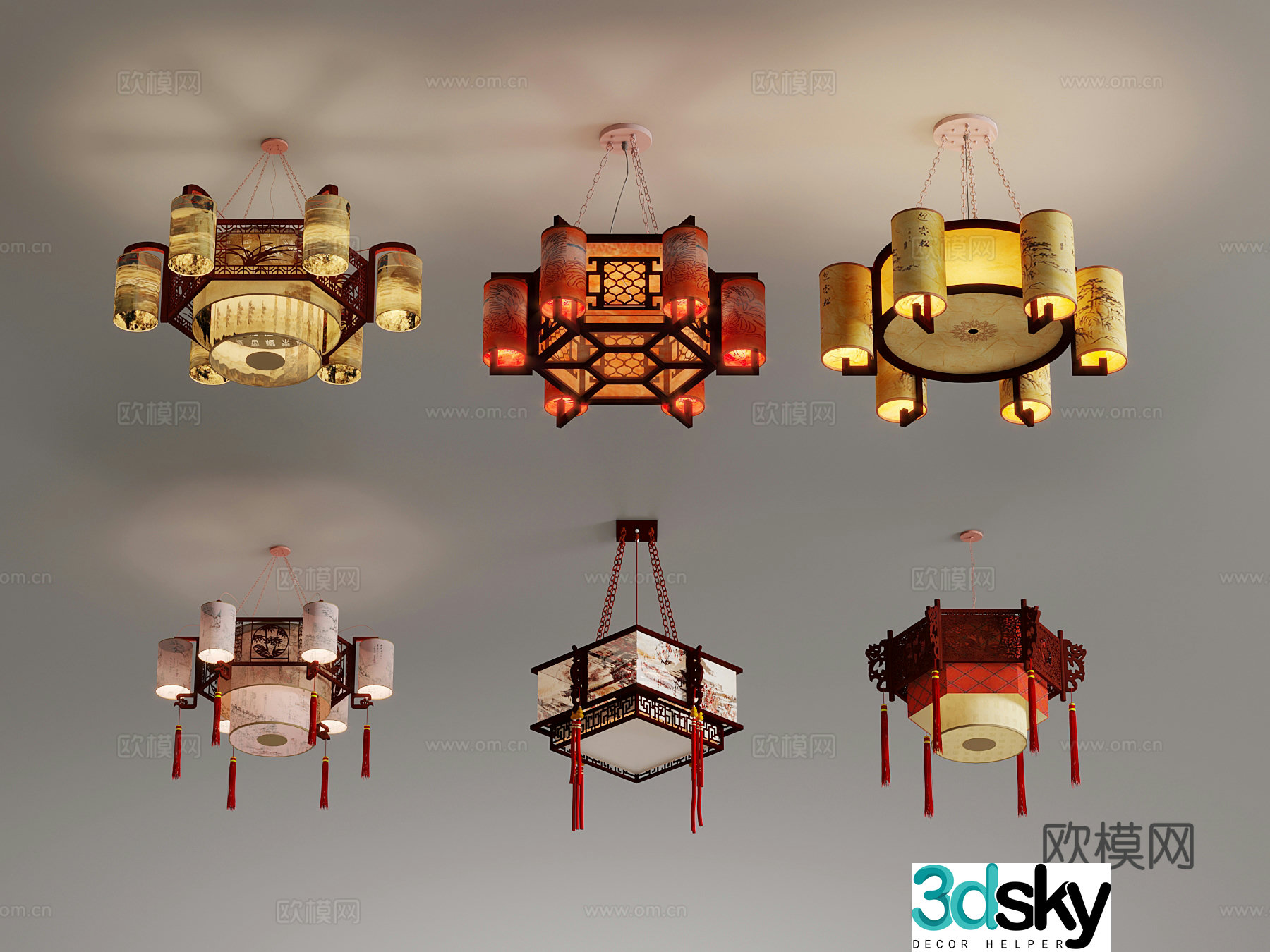 019 New Chinese Chandelier New Chinese Lantern 3D Model