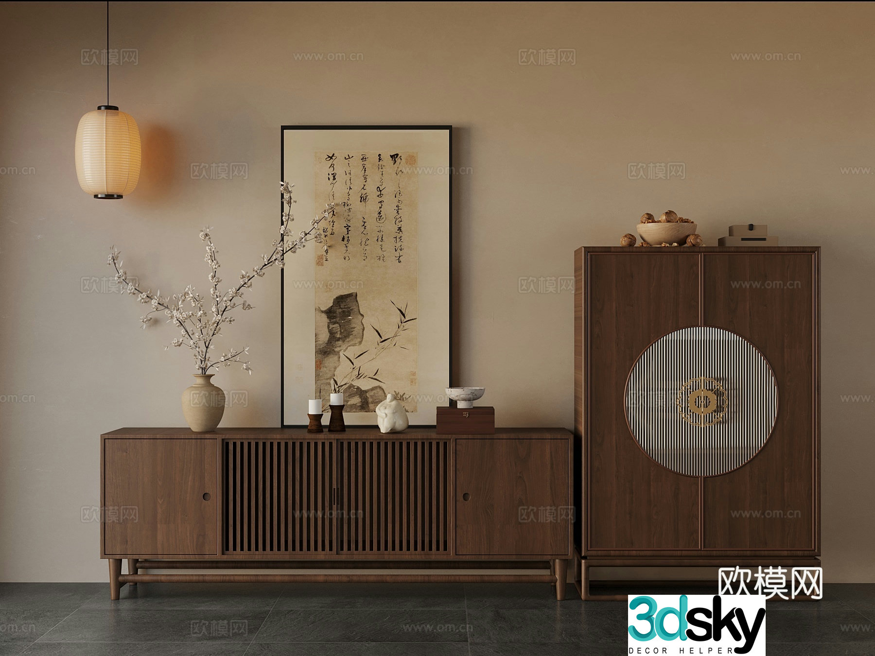 03 New Chinese TV Cabinet Decorative Cabinet 3D Model