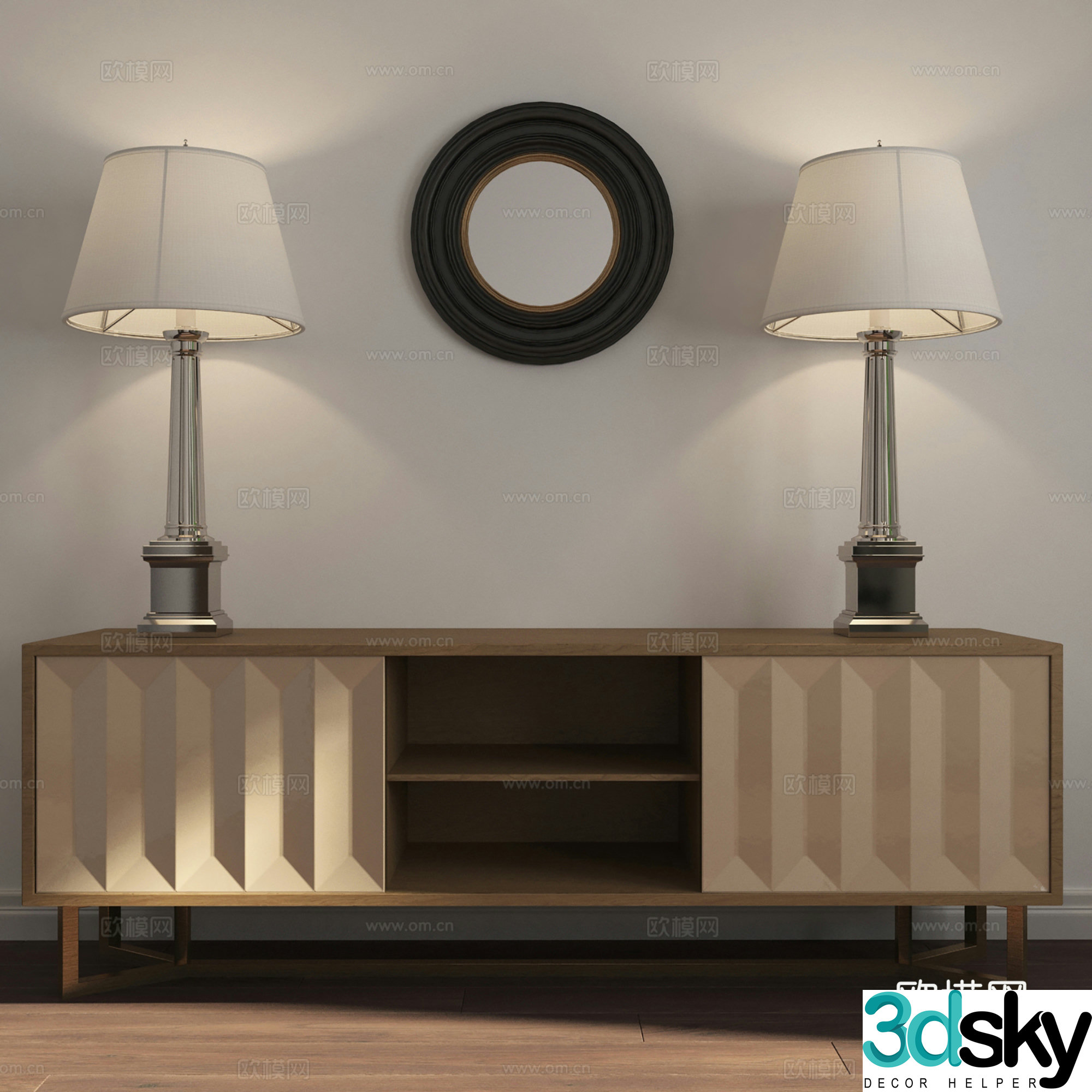 Modern TV cabinet Decorative cabinet Desk lighting decoration combination 3D model