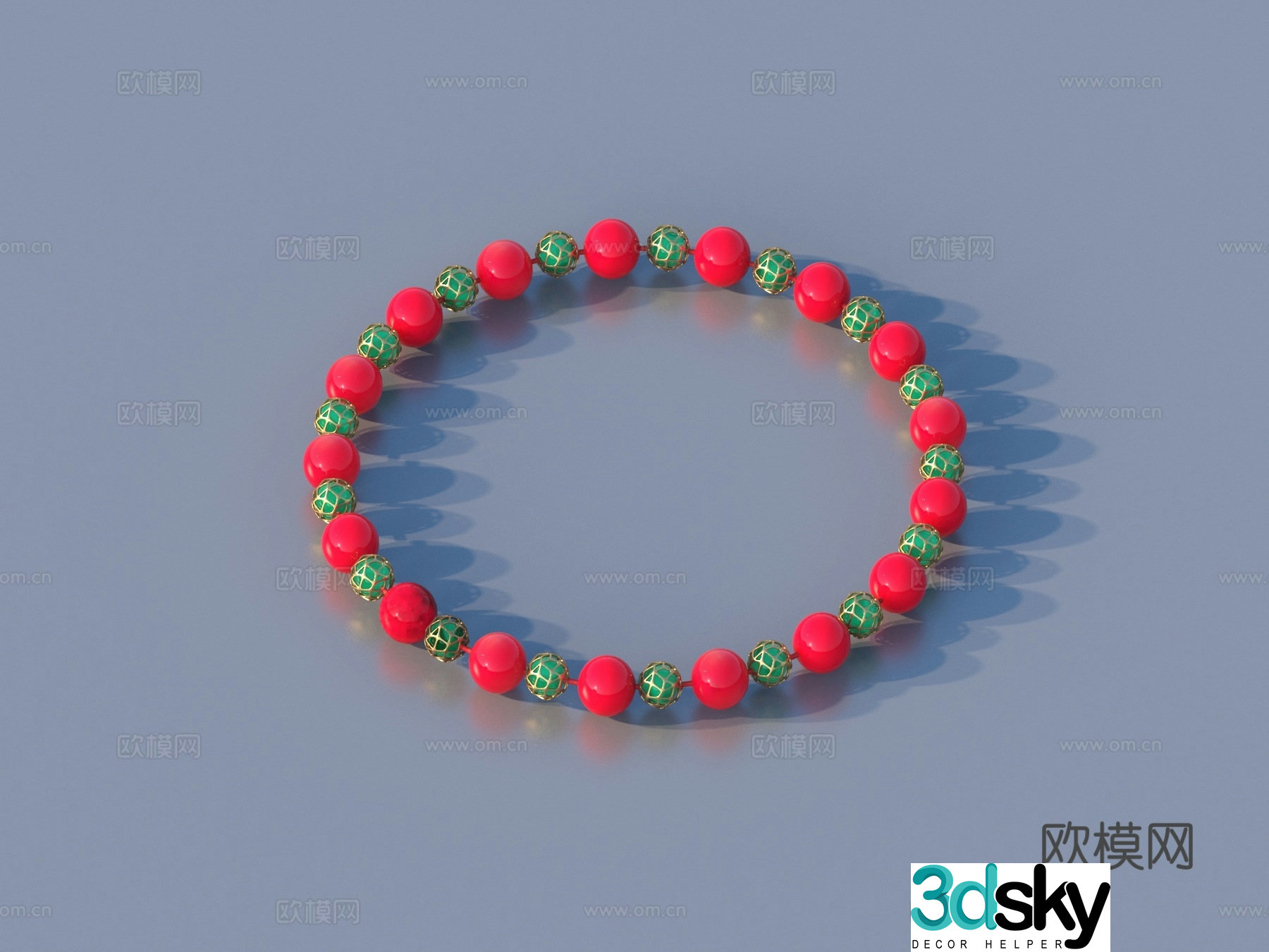 Bracelet Necklace Bracelet Dzi beads Jewelry Jade 3D Model