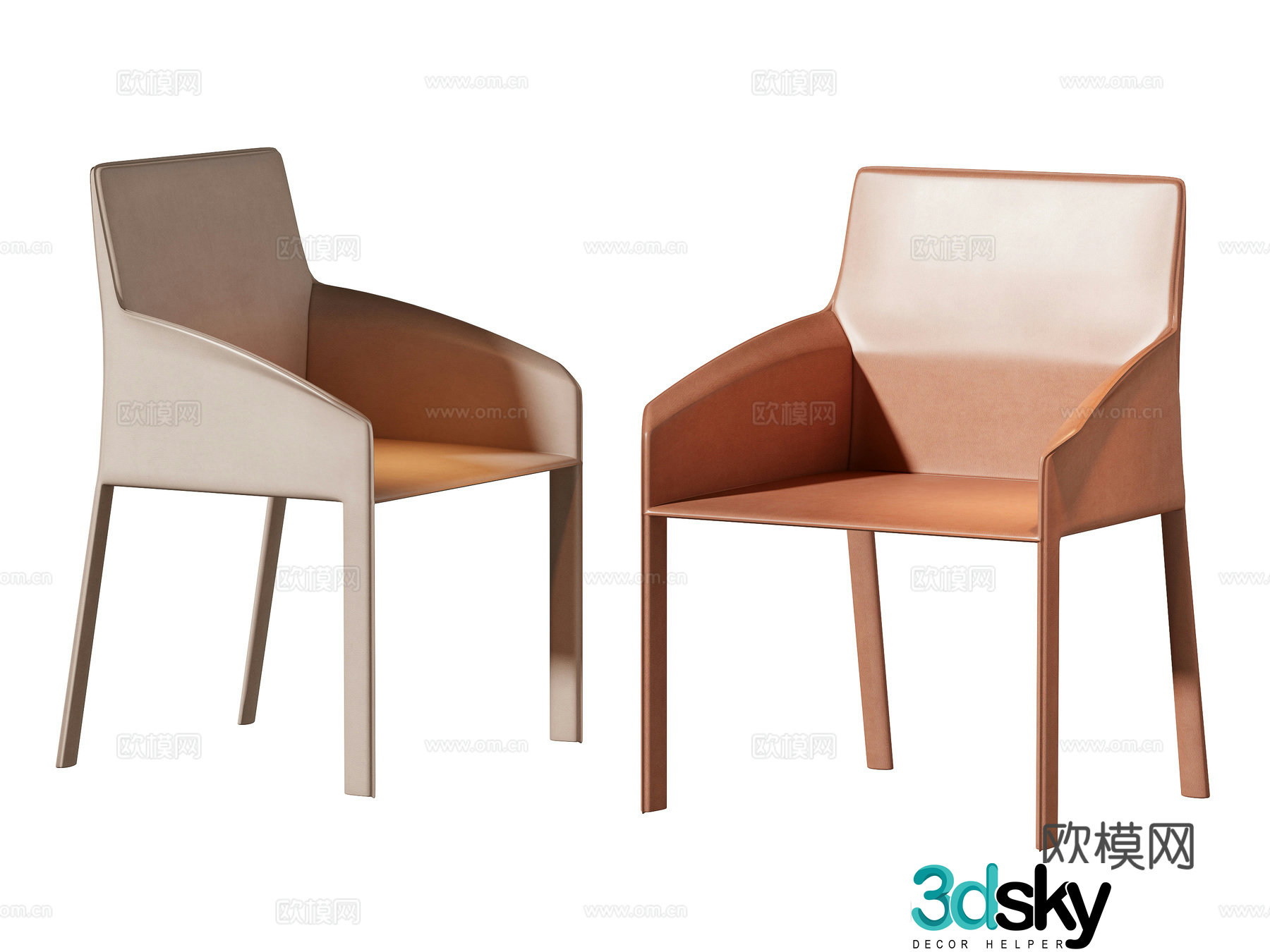 Modern single chair dining chair 3d model