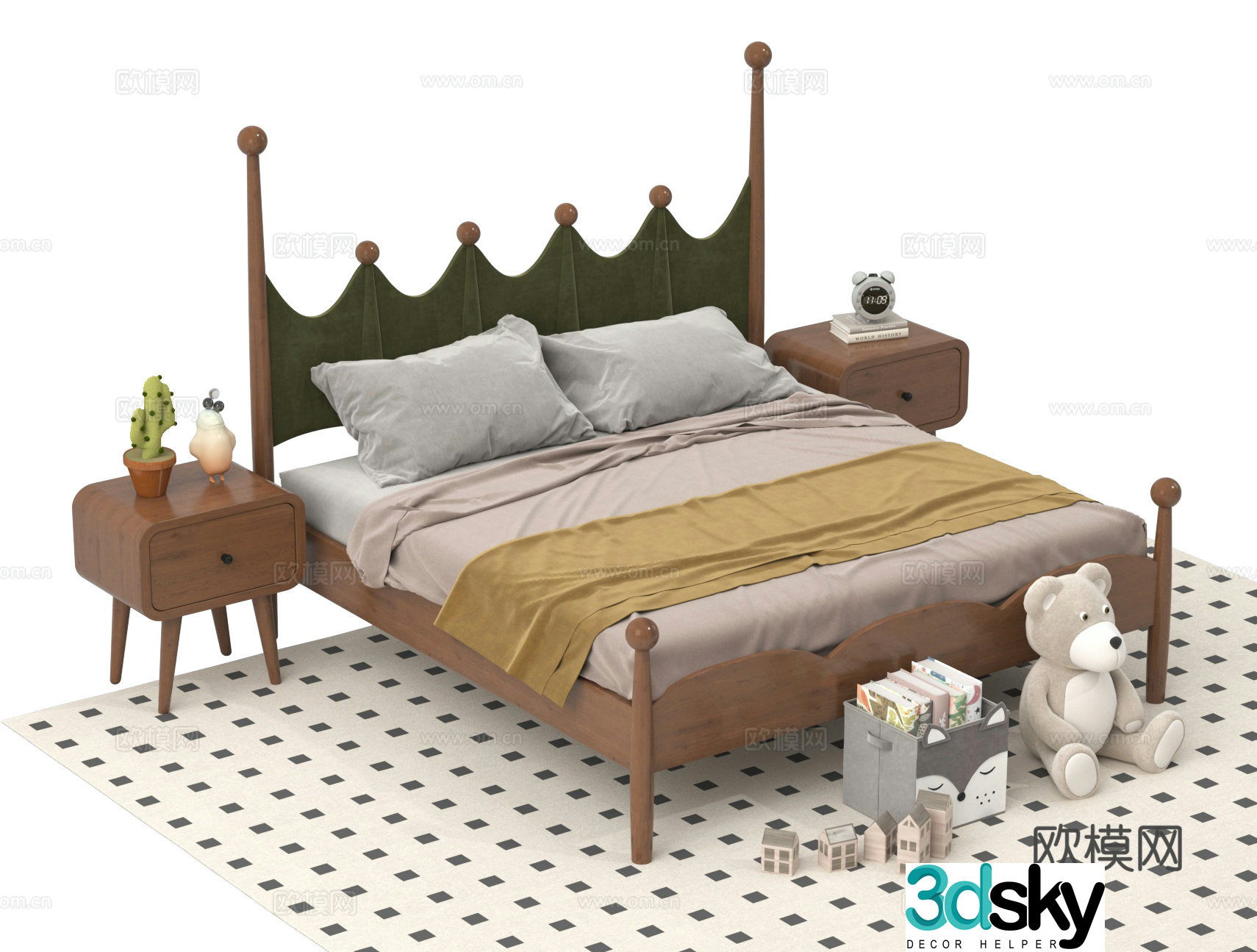 Children’s bed double bed 3d model