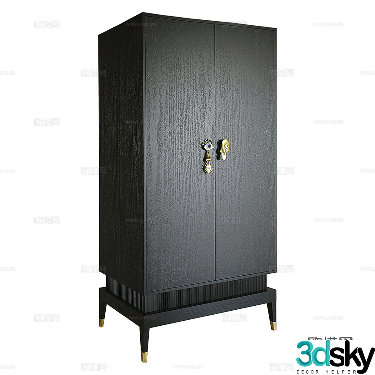 Modern Italian light luxury wooden side cabinet decorative cabinet high cabinet 3d model 3d model