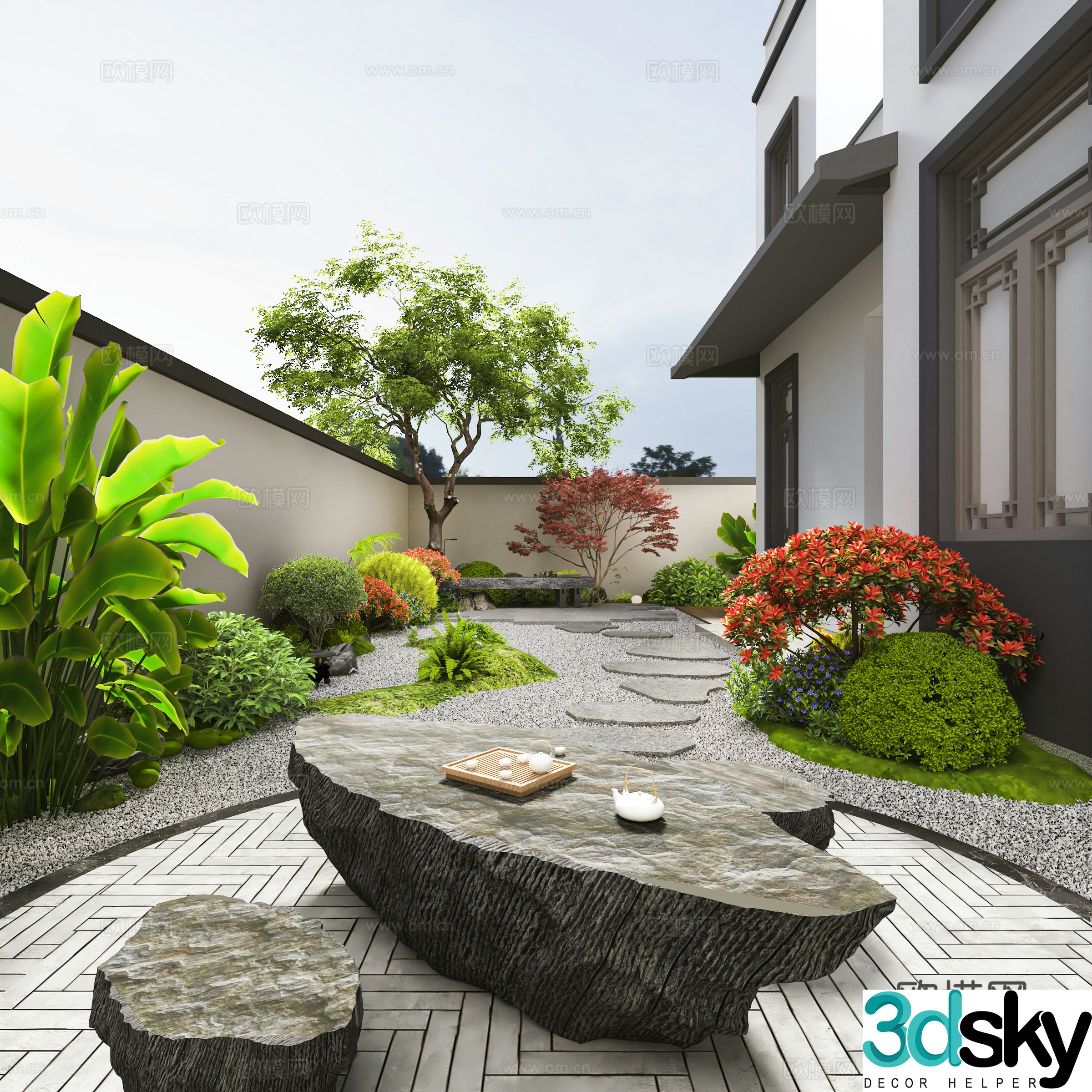New Chinese landscape garden 3d model