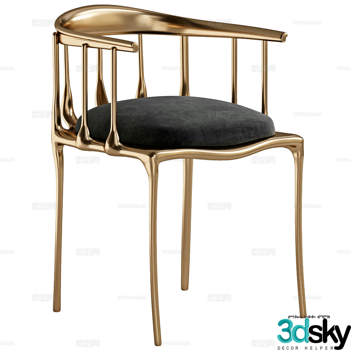Modern light luxury metal single chair 3d model