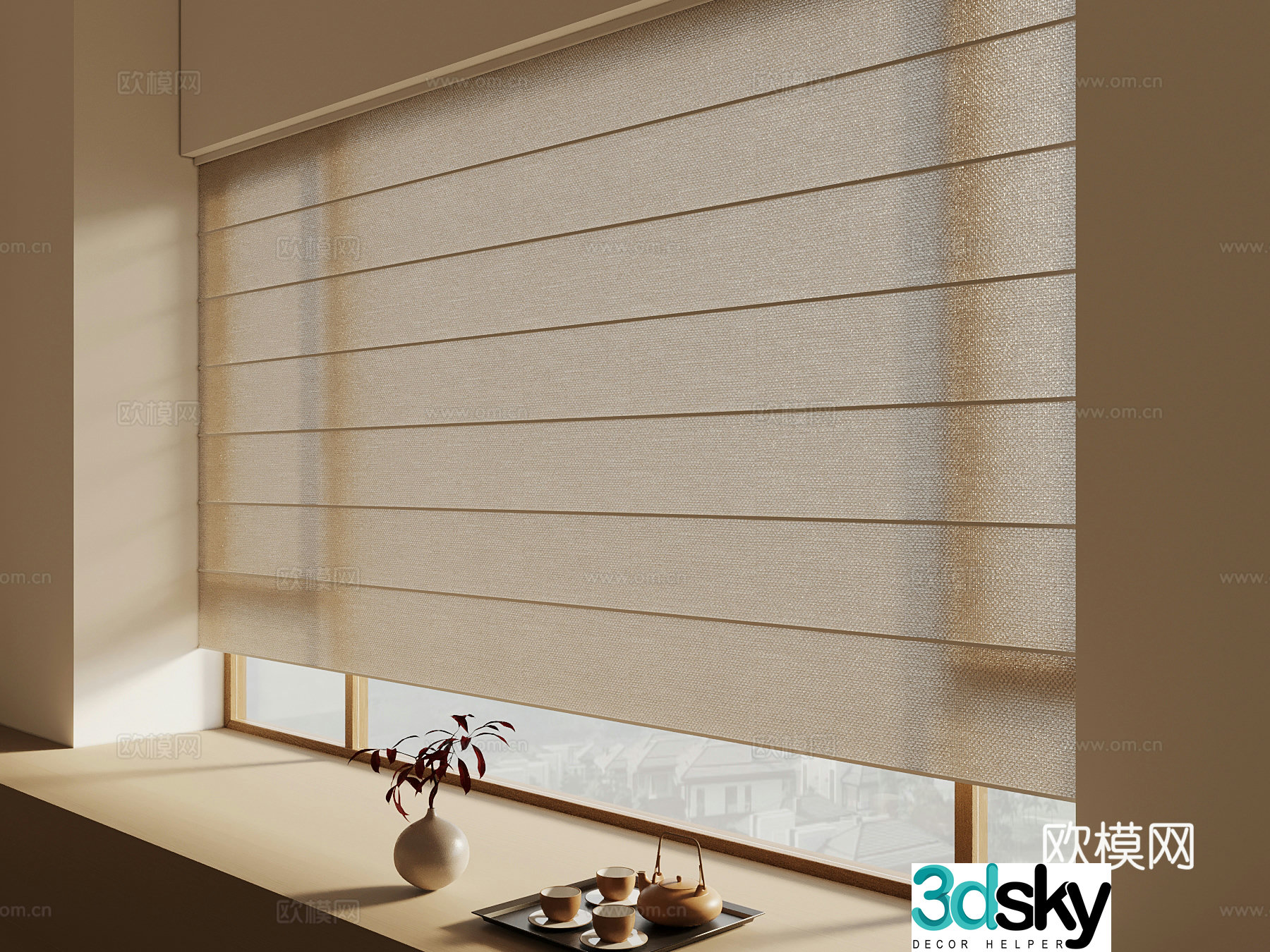 5 modern curtains 3D model