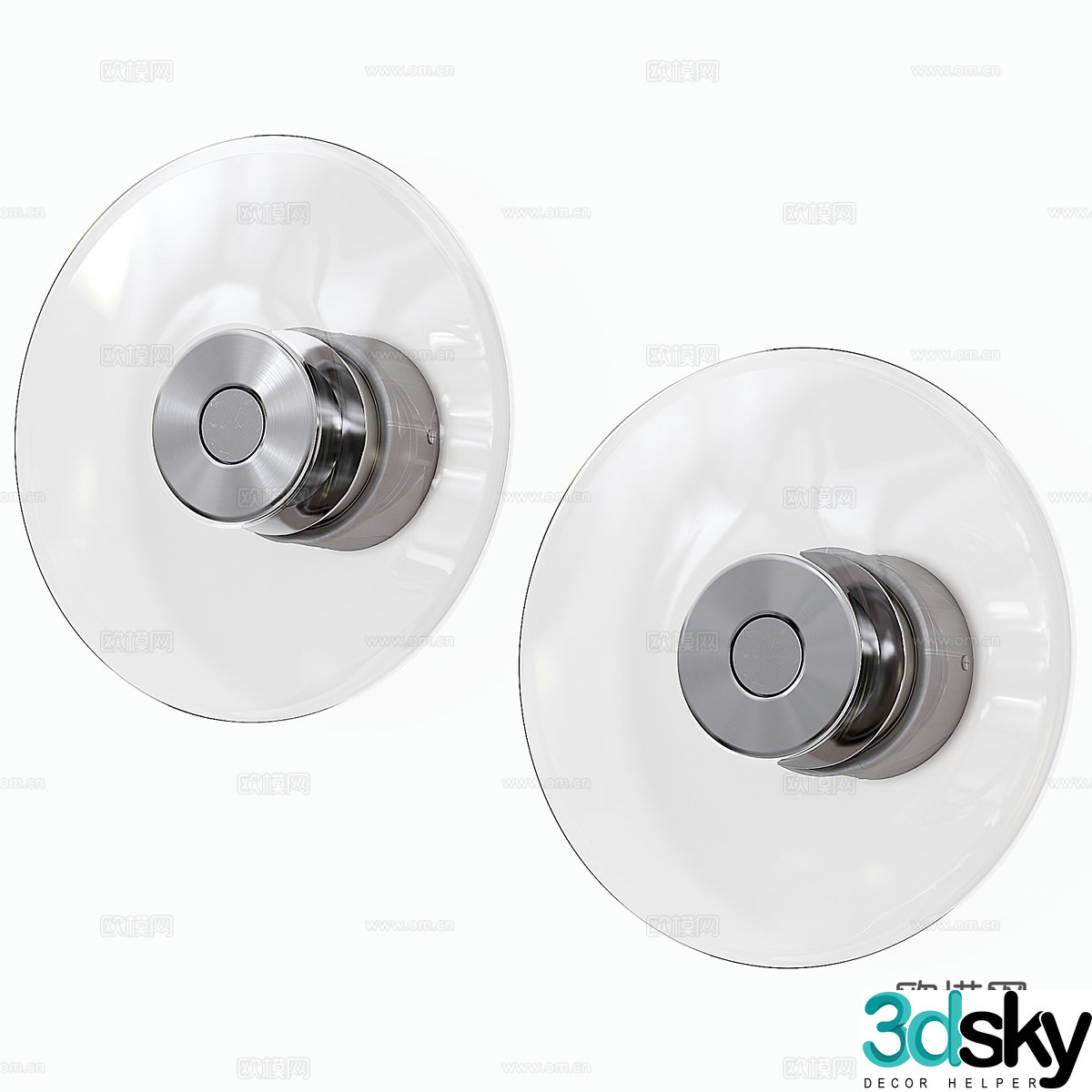 Modern minimalist disc glass wall lamp 3d model
