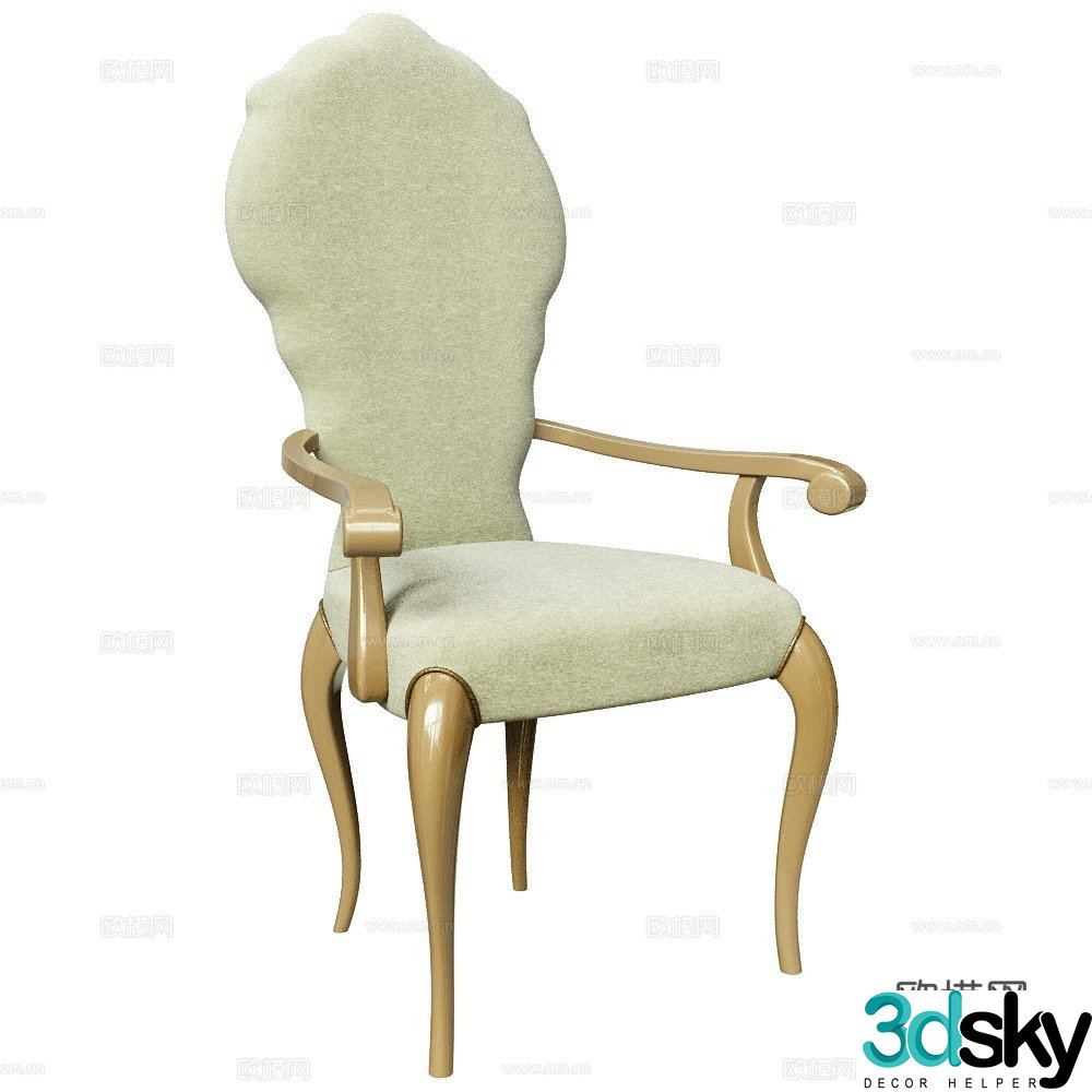 Modenese European single chair Retro single chair Fabric dining chair Armchair Book chair 3d model