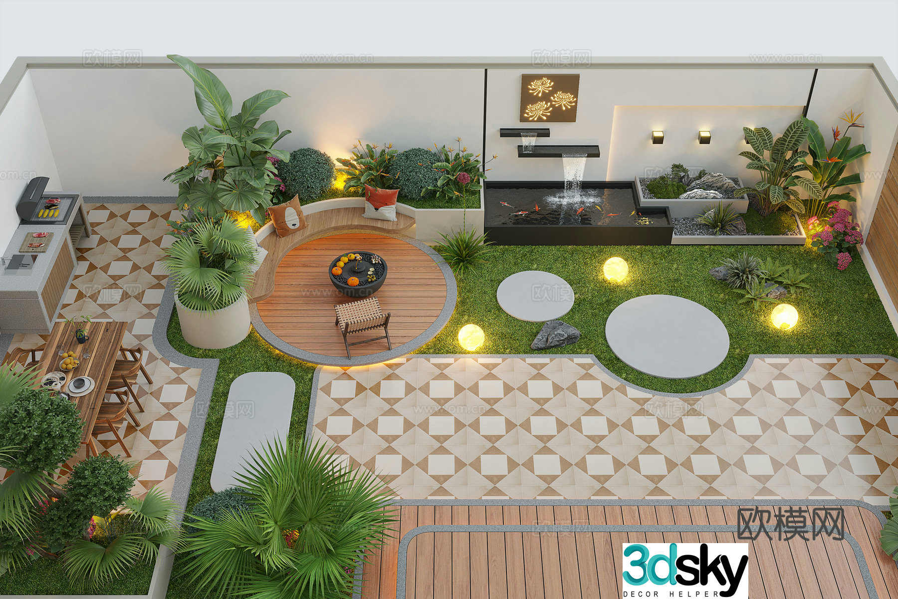 Modern courtyard landscape Villa courtyard Garden water view Landscape Landscape Landscape Sketch 3D Model