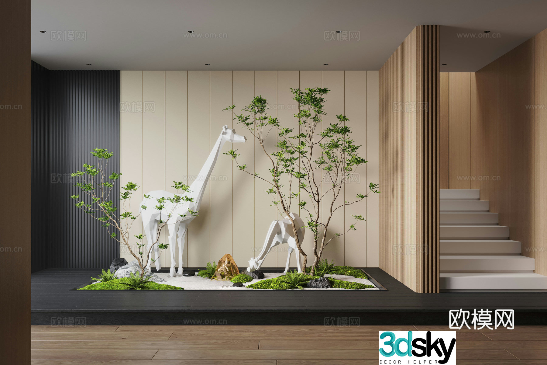Modern interior landscape landscaping moss landscape landscape sketch landscape sculpture 3d model