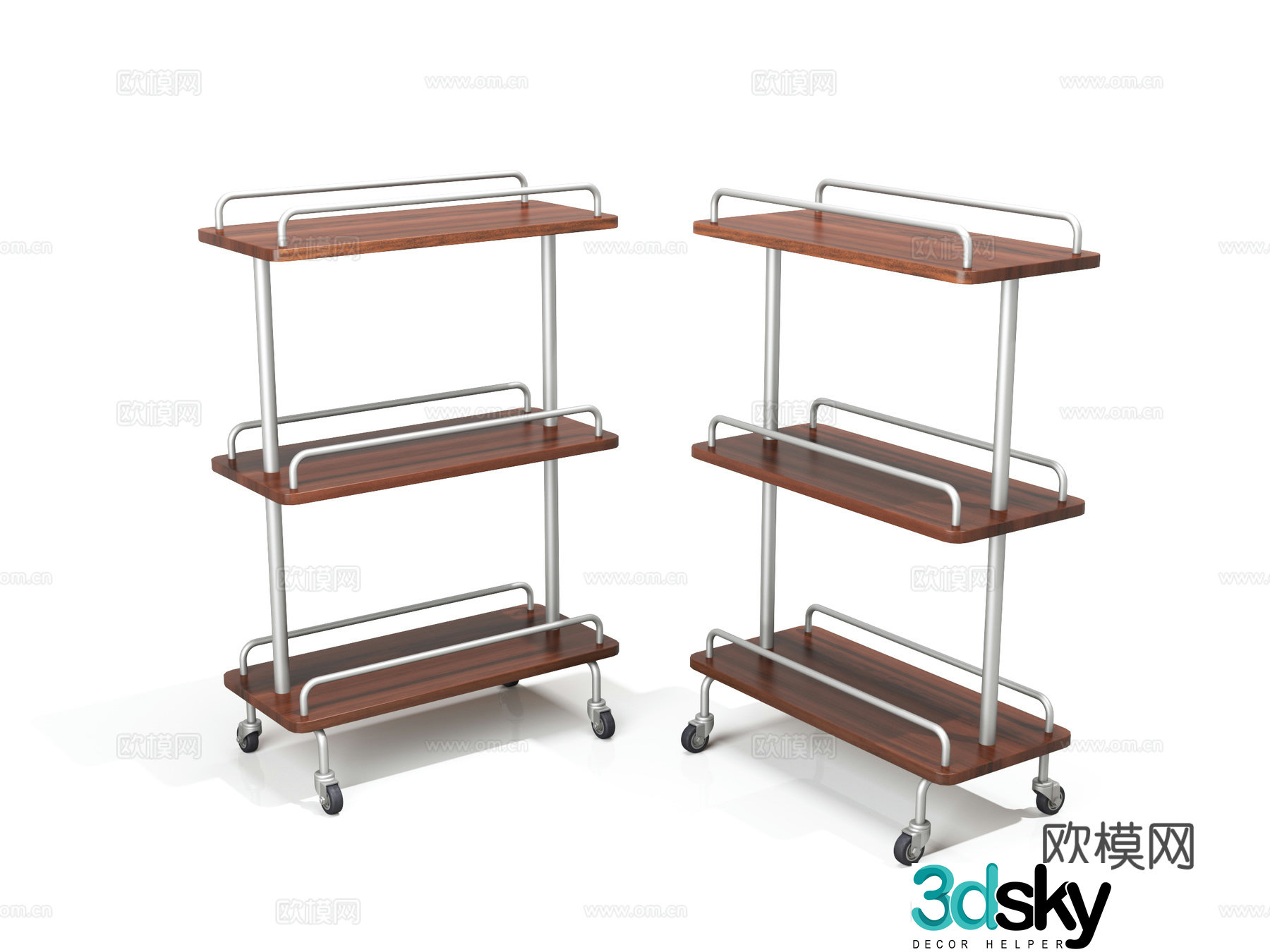 Multi-layer storage rack trolley trolley hand-push storage rack 3D model