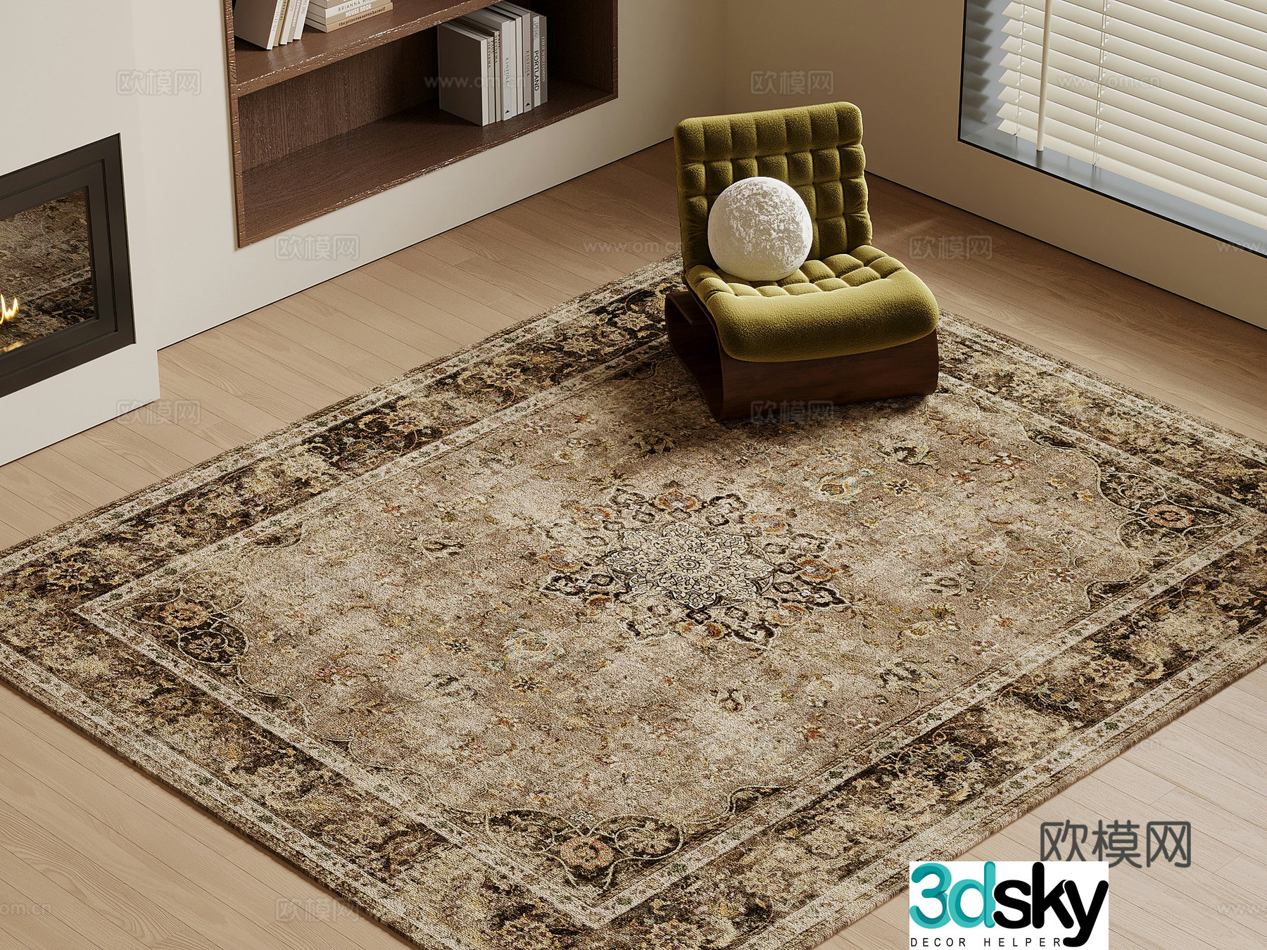 11 carpet French retro style carpet leisure chair 3d model