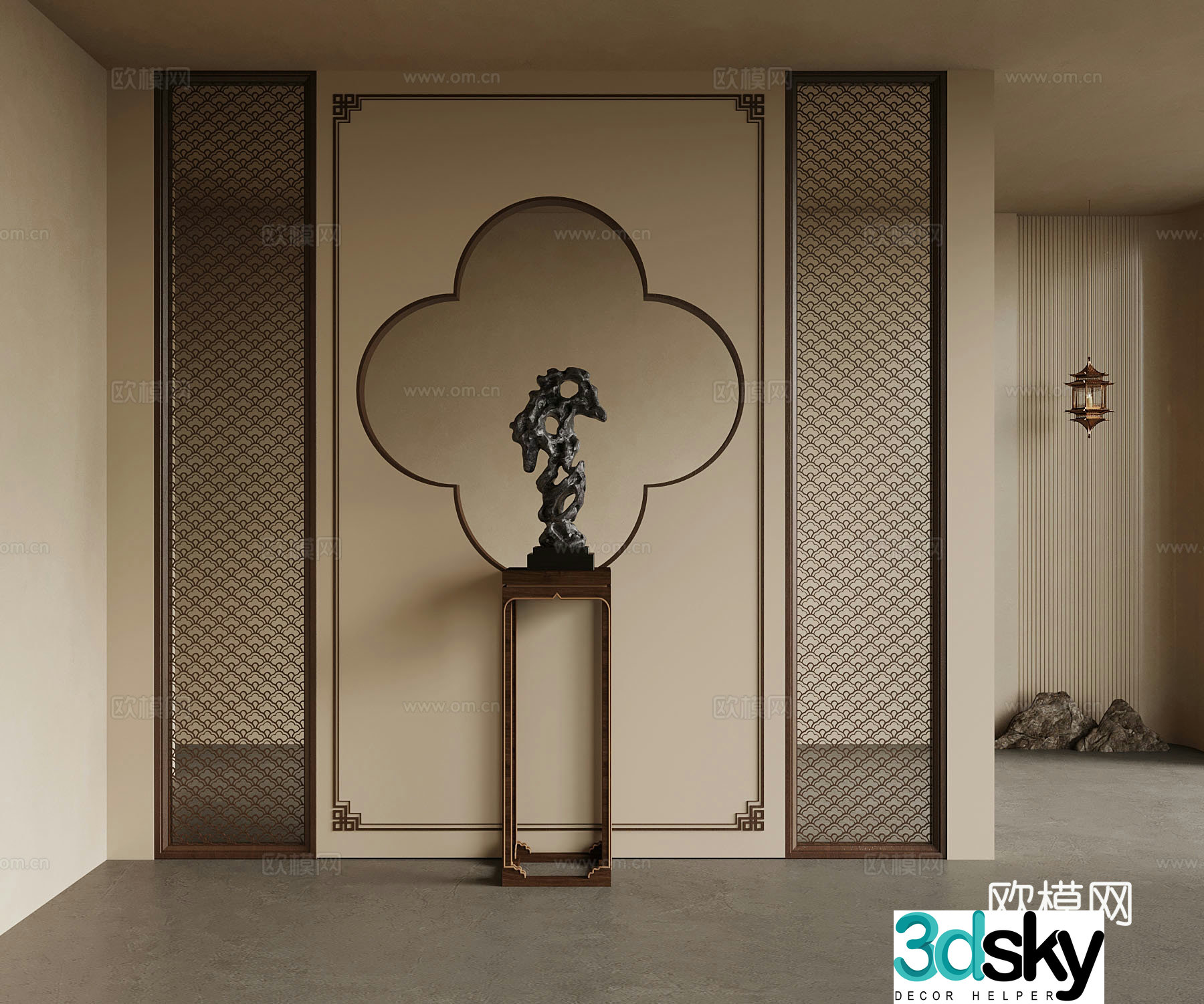 07 New Chinese style entrance partition Song style entrance 3D model