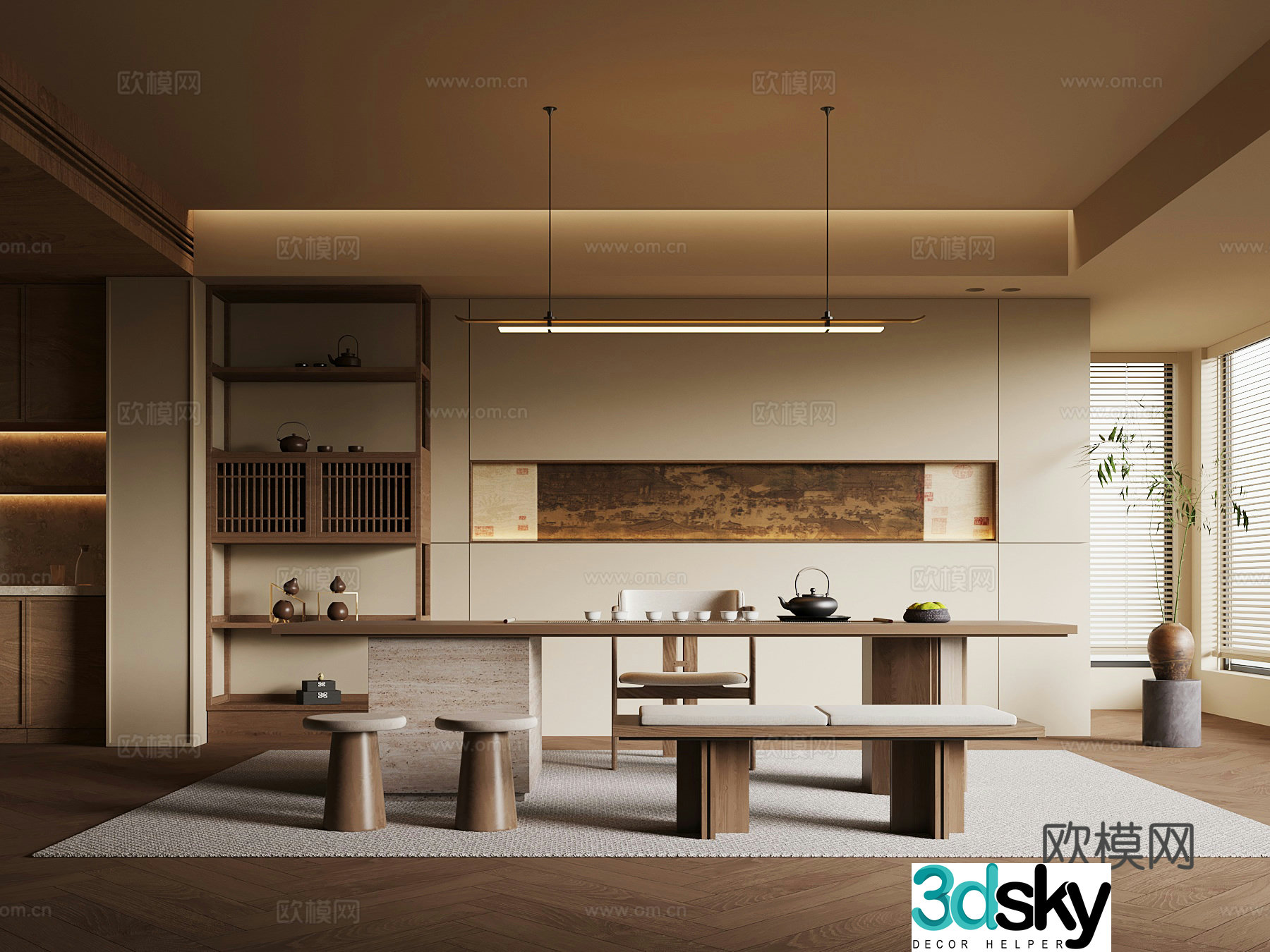 34 new Chinese tea room tea table chair tea table 3d model