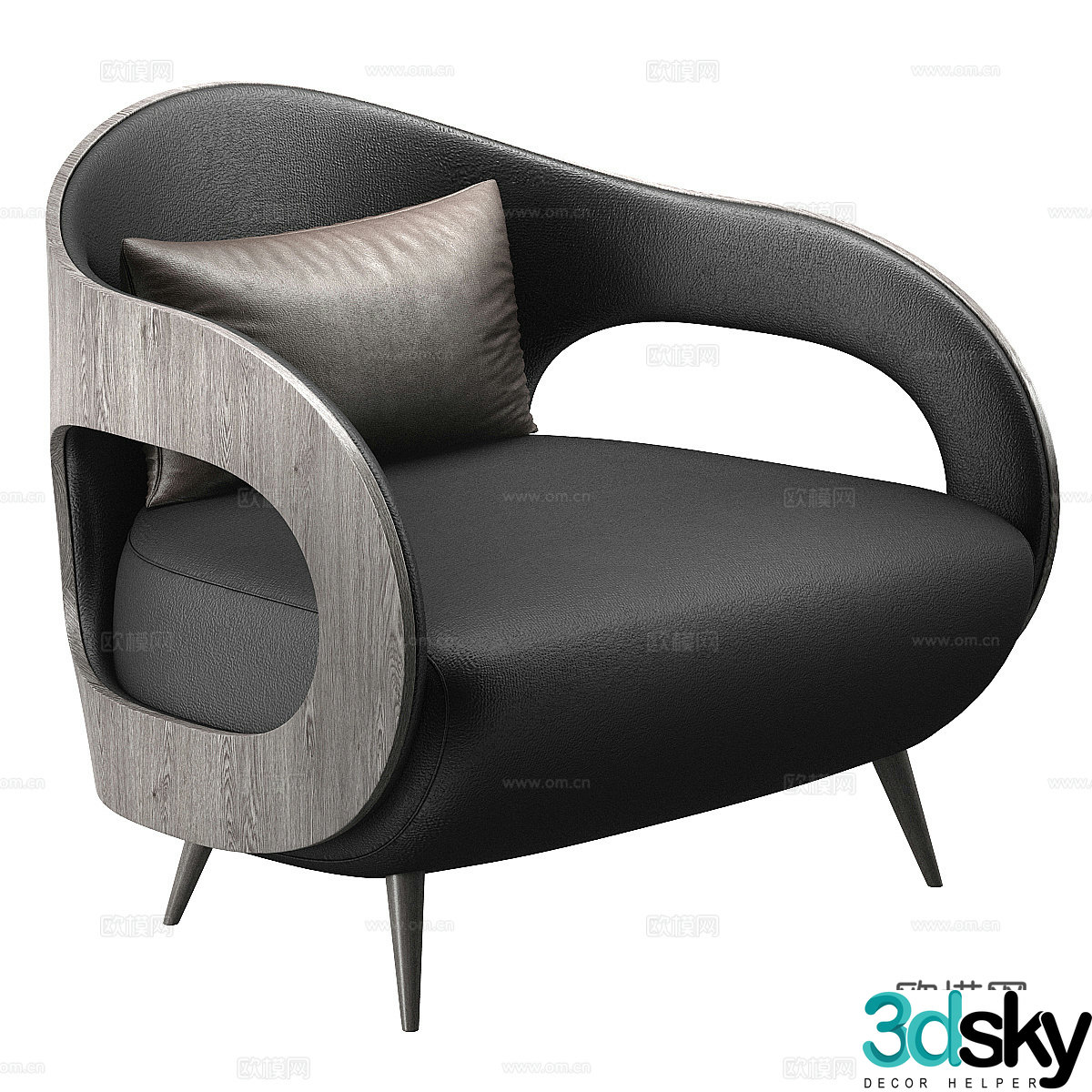 Modern Italian fabric wooden armchair 3d model