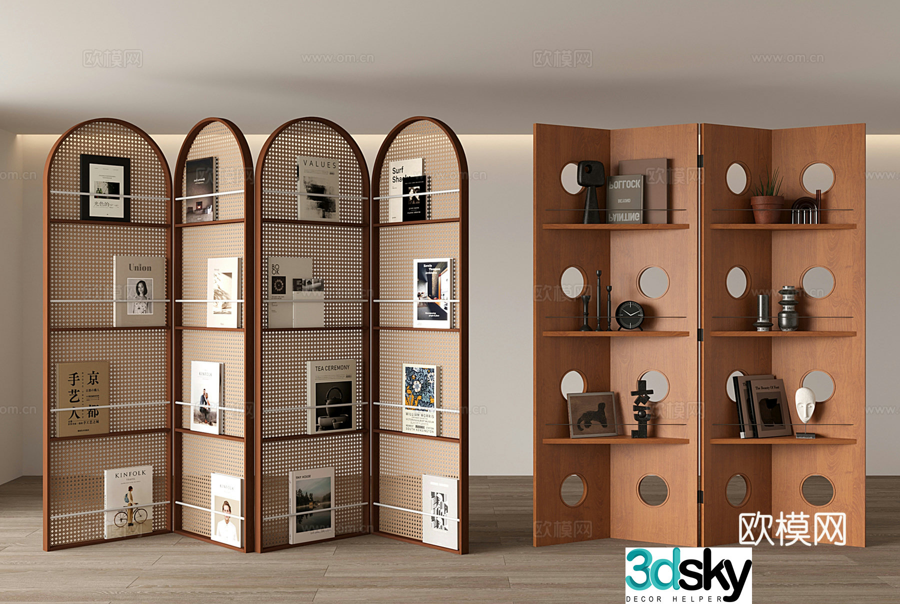 Medium-old screen partition screen rack rattan screen 3D model