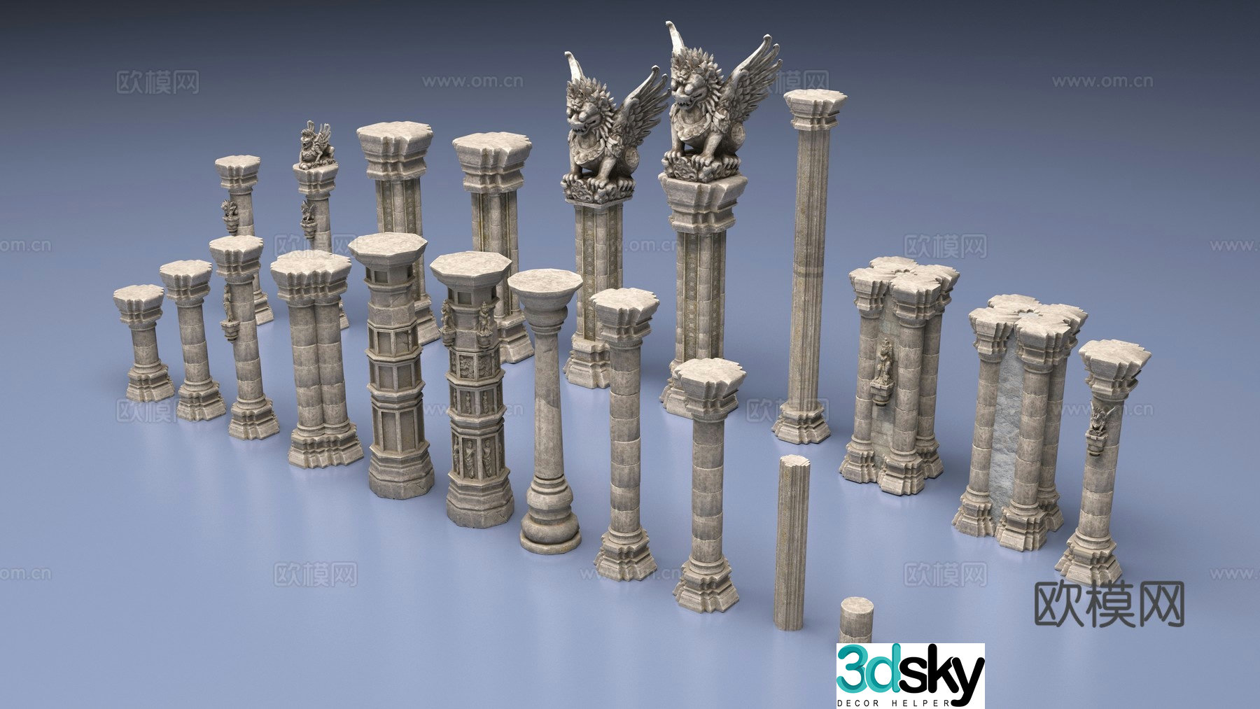 Roman columns set 3d model
