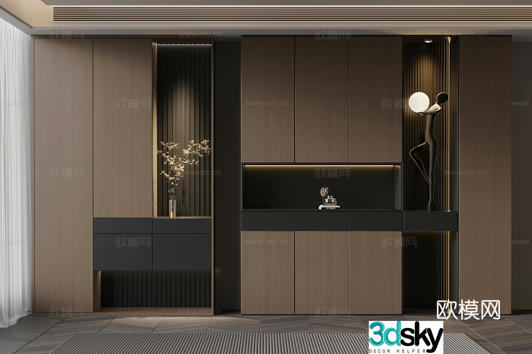07 Italian minimalist shoe cabinet porch shoe cabinet sculpture ornament 3D model