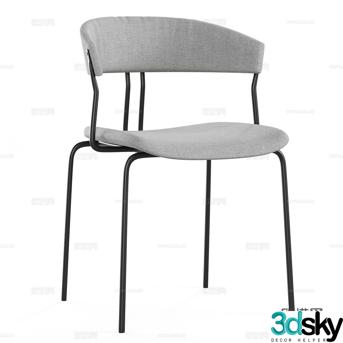 Modern minimalist fabric stainless steel single chair 3D model