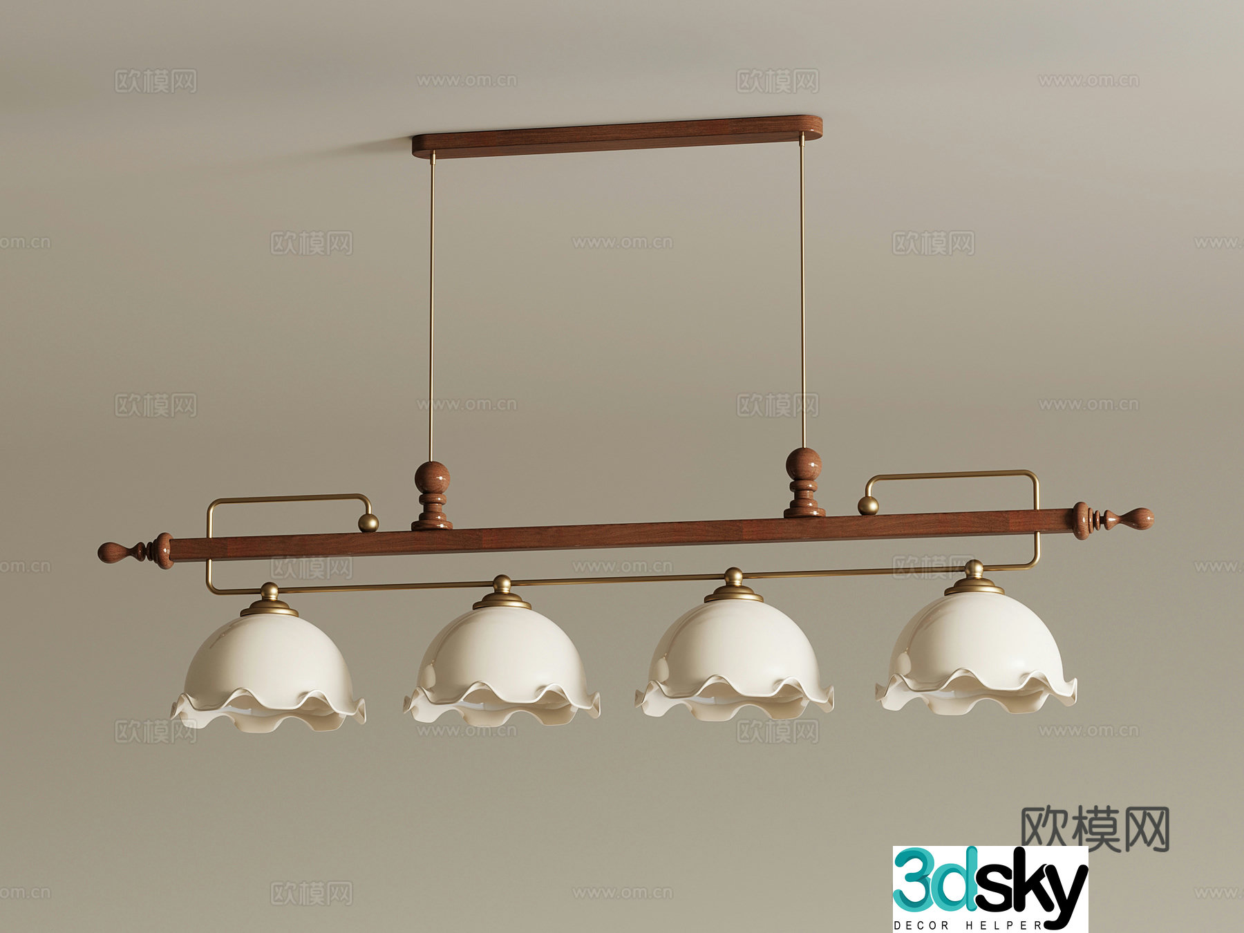 Chandelier French retro chandelier long strip chandelier multi-head chandelier medieval chandelier 3d model