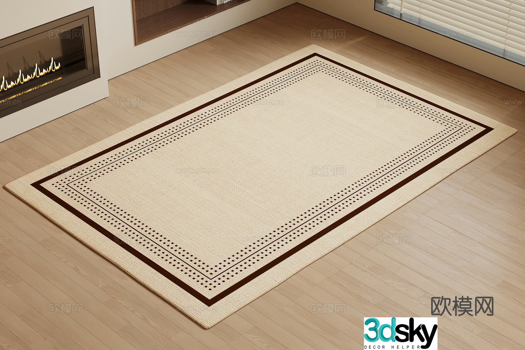 Carpet New Chinese style carpet Coffee linen carpet 3D model
