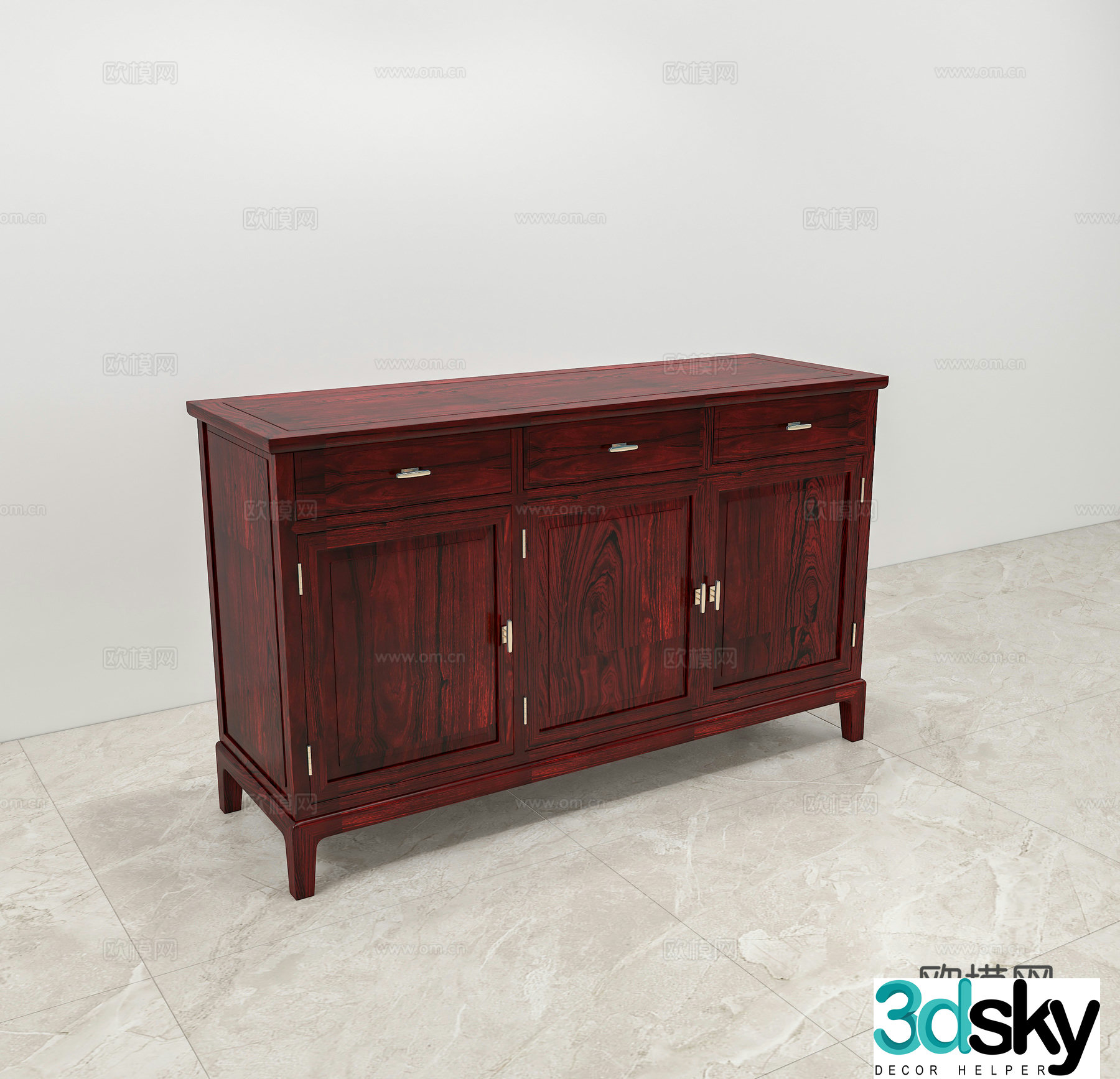 Chinese sideboard solid wood mahogany 3D model
