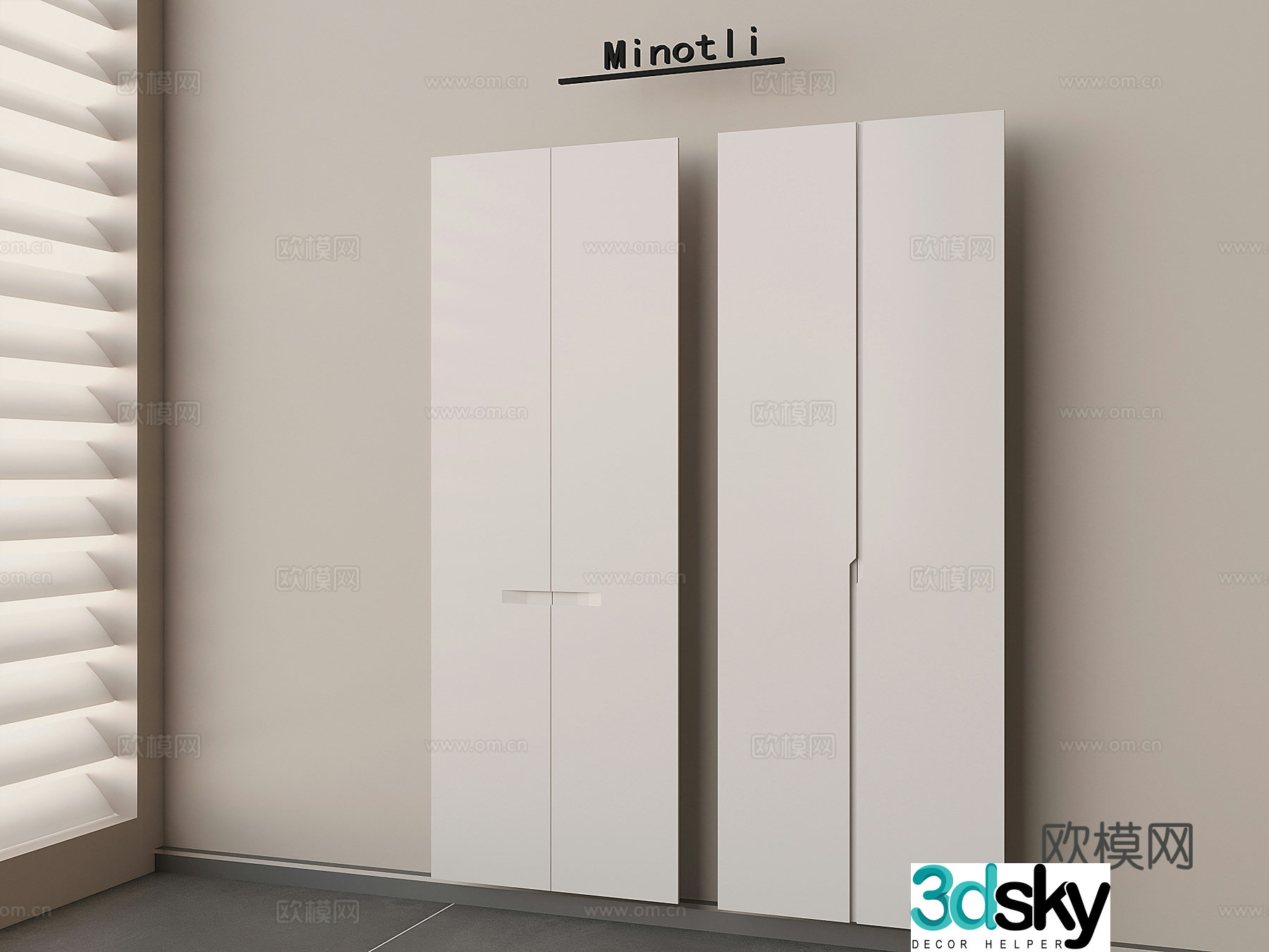 Modern cream fume cabinet door panel 3d model