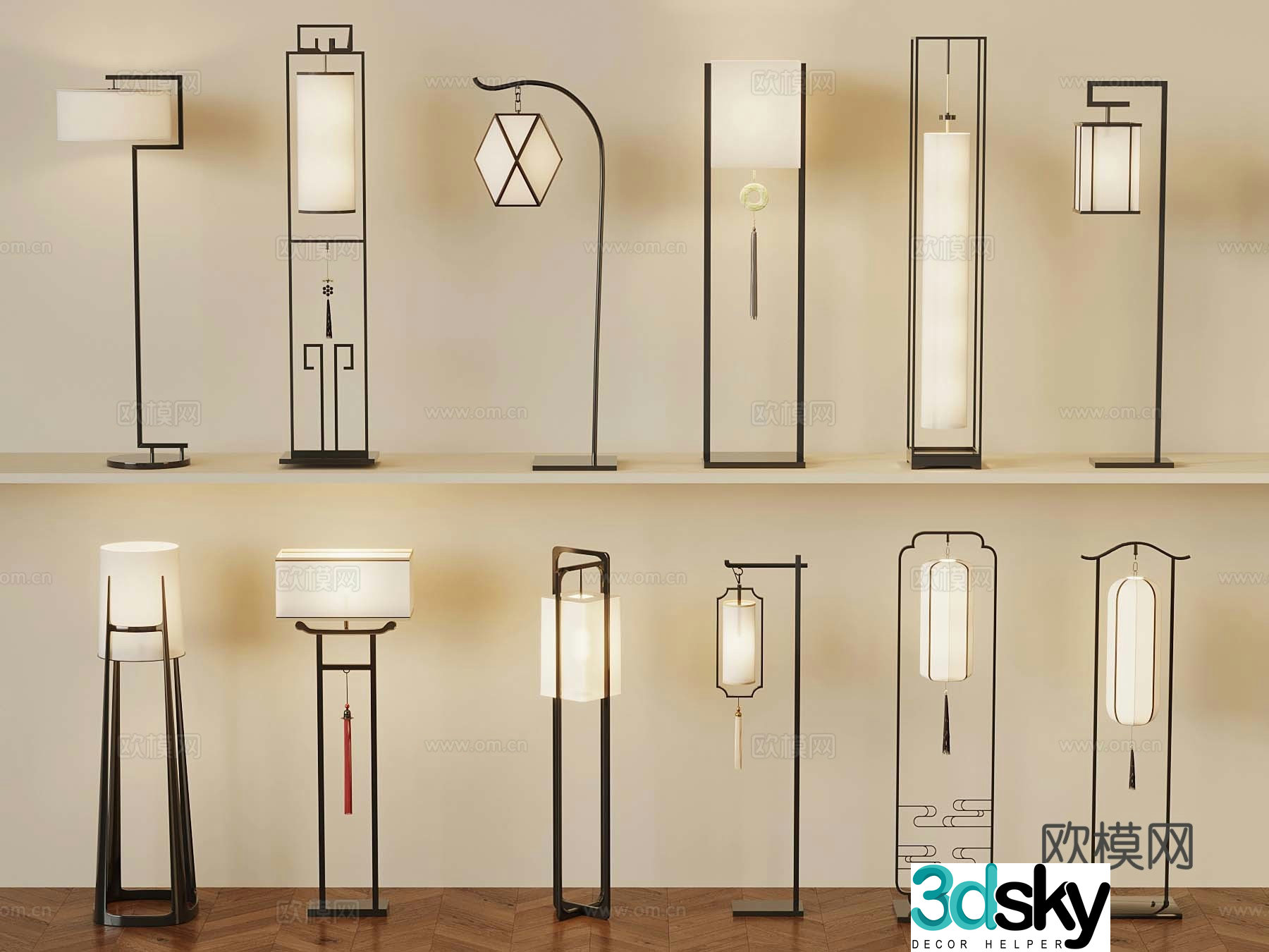 28 New Chinese style floor lamp 3D model