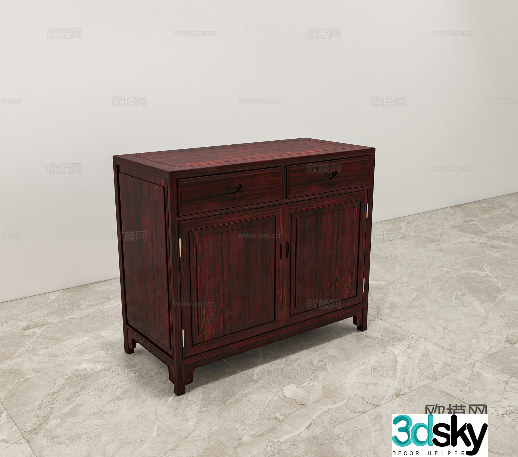 Chinese sideboard solid wood mahogany 3D model