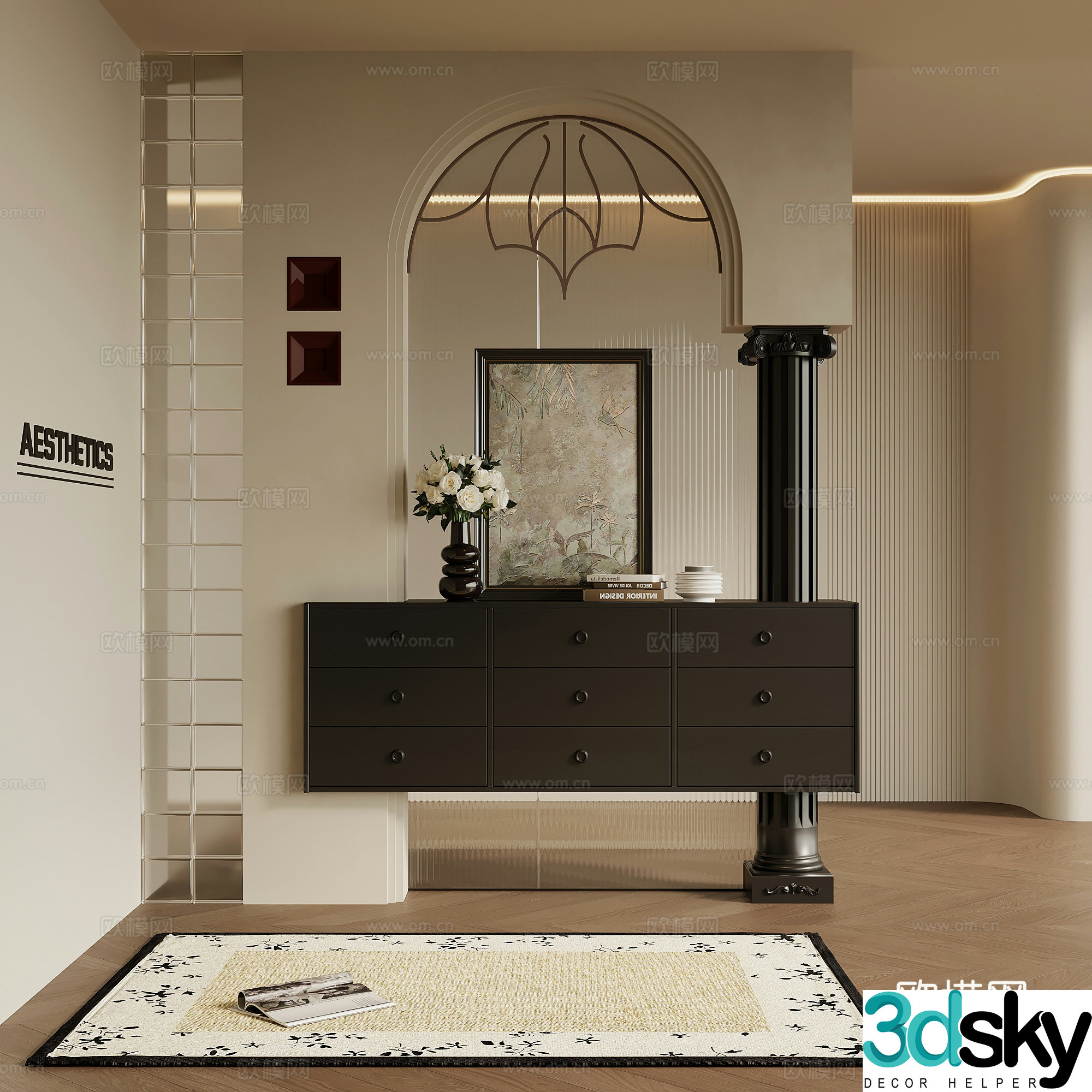 Entrance French retro entrance partition 3d model