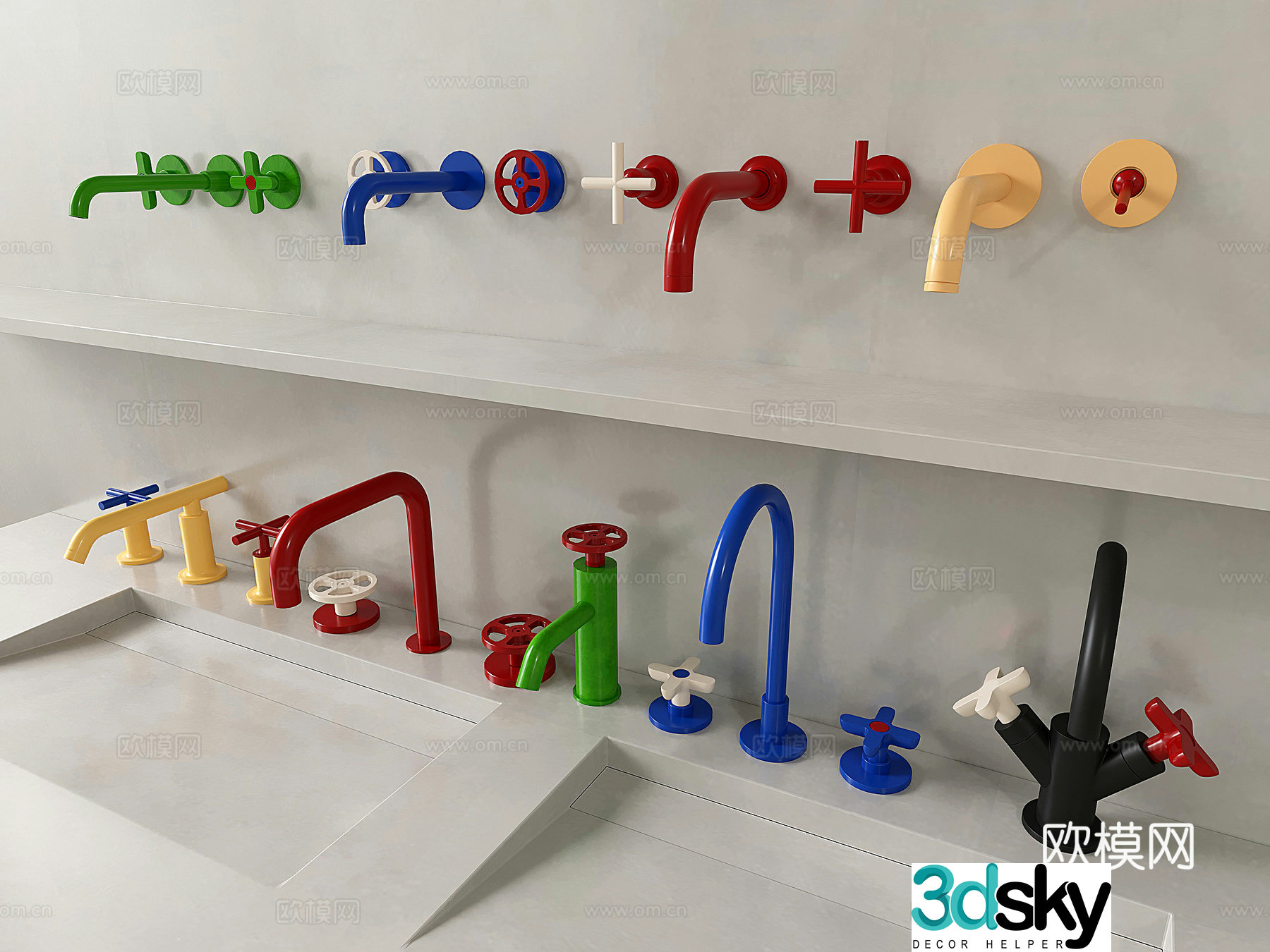 Modern Metal Faucet Dopamine Faucet Bauhaus 3D Model