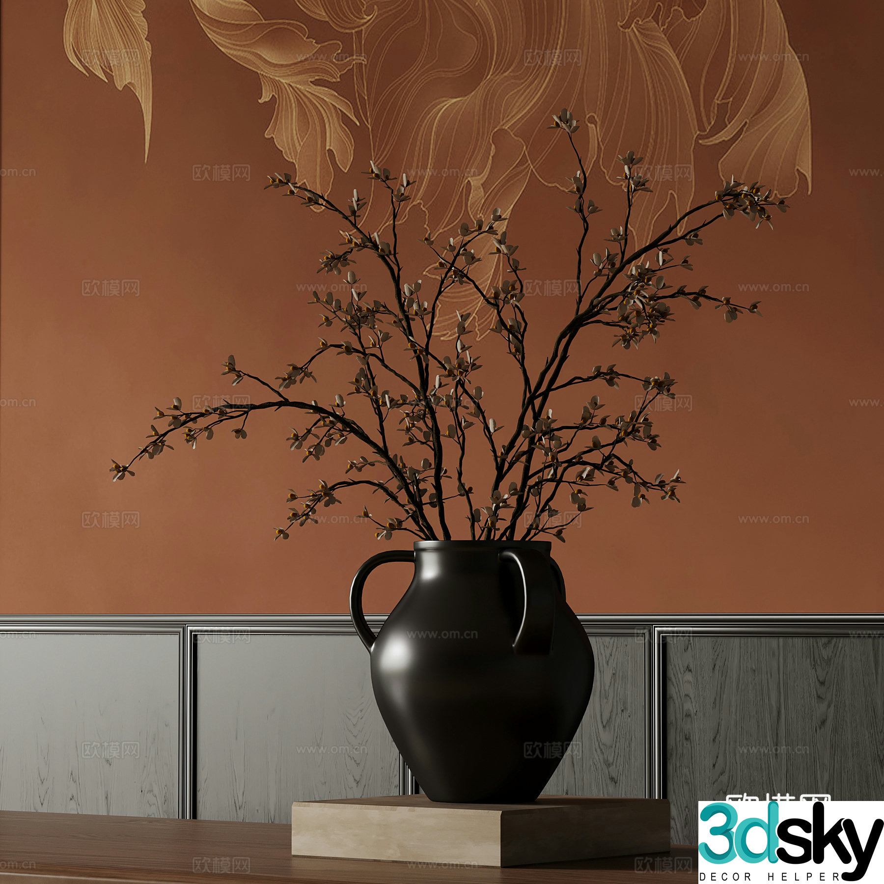 25 new Chinese vase flower art 3d model